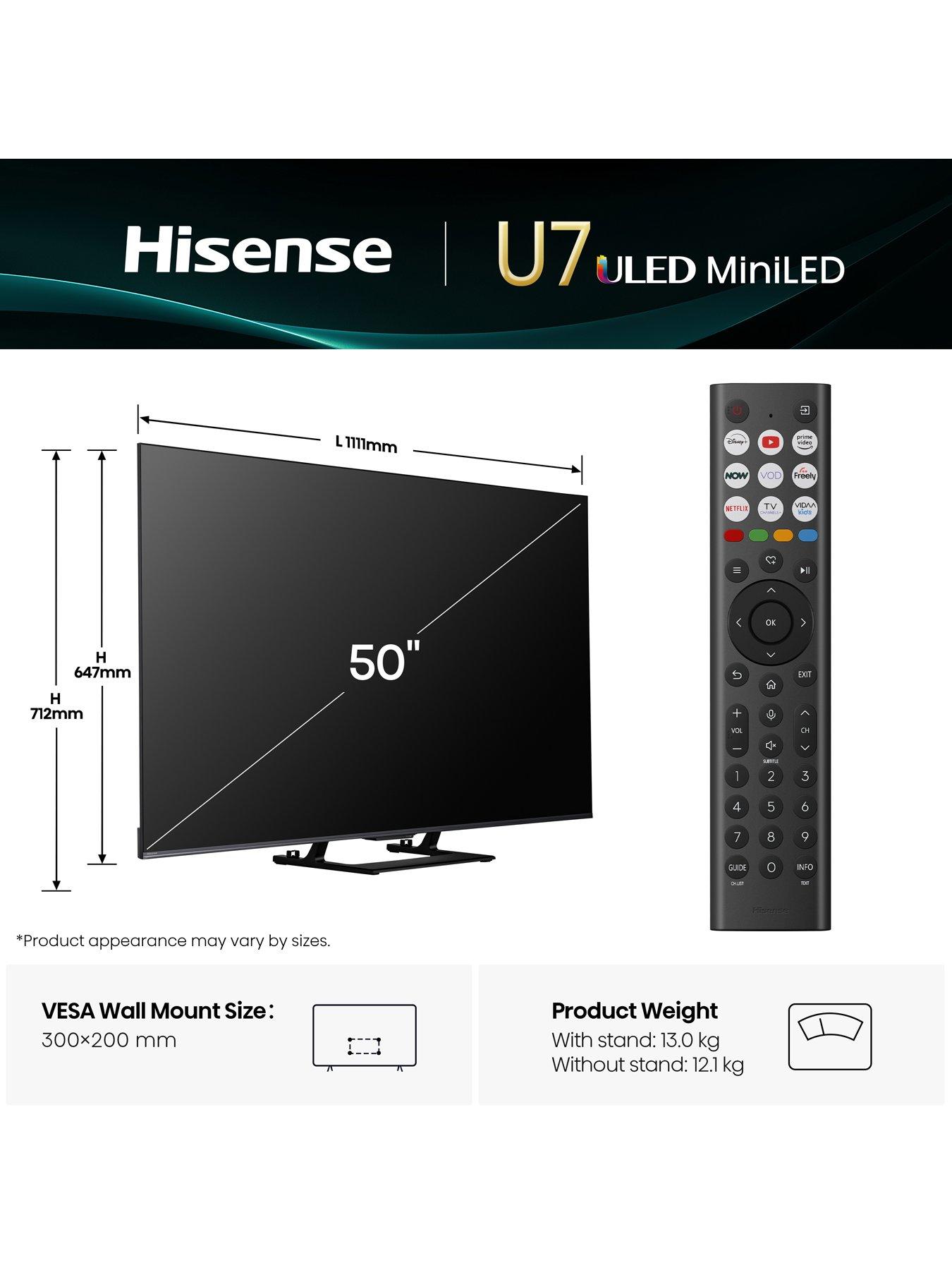 Image 6 of 7 of Hisense U7Q 50" 4K ULED MiniLED 144Hz Smart AI TV with Freely - 50U7QTUK