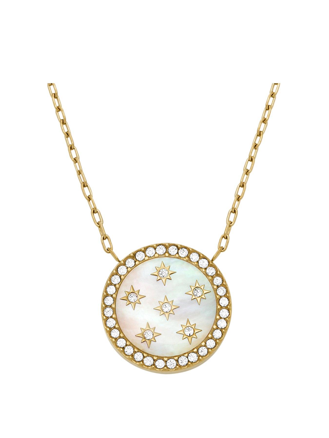 Fossil Women's Classic Mother-of-Pearl Gold-Tone Stainless Steel Pendant Necklace, JF04865710