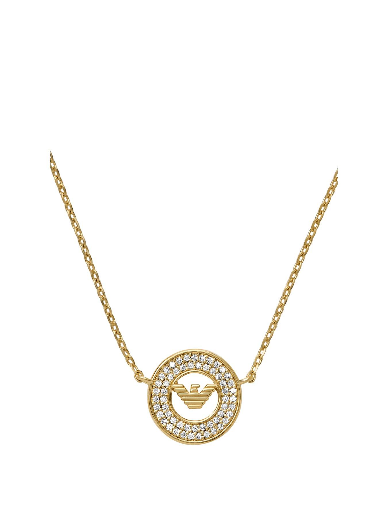 Emporio Armani Women's Gold-Tone Sterling Silver Station Necklace, EG3628710
