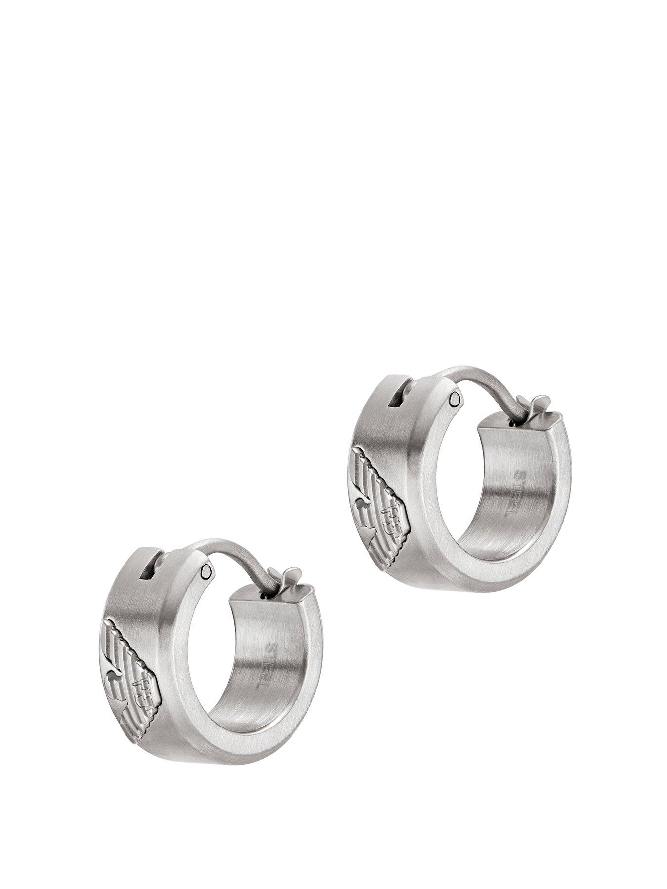 Emporio Armani Stainless Steel Hoop Earrings, Egs3165040 - Silver