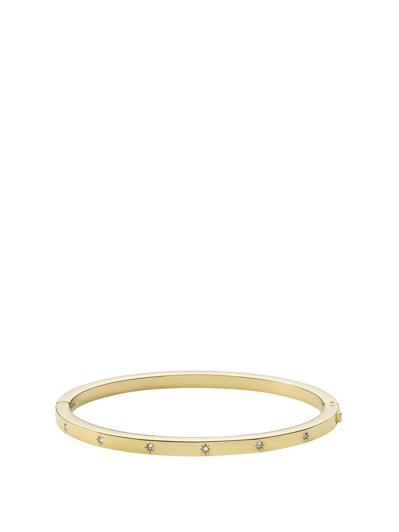 Fossil Women's Sadie Shine Bright Gold Stainless Steel Cuff Bracelet, JF03872710