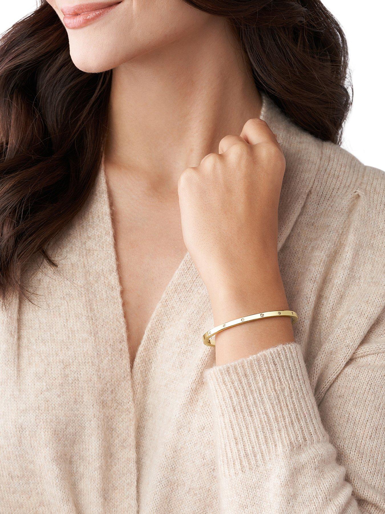Fossil Women's Sadie Shine Bright Gold Stainless Steel Cuff Bracelet, JF03872710