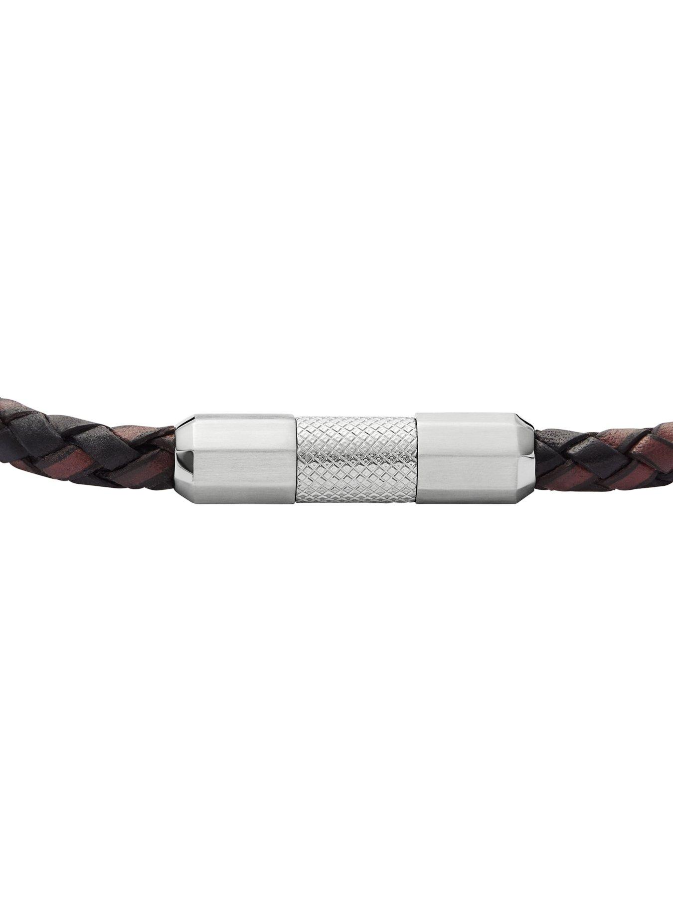 Fossil Men's Knox Knurled Texture Leather and Stainless Steel