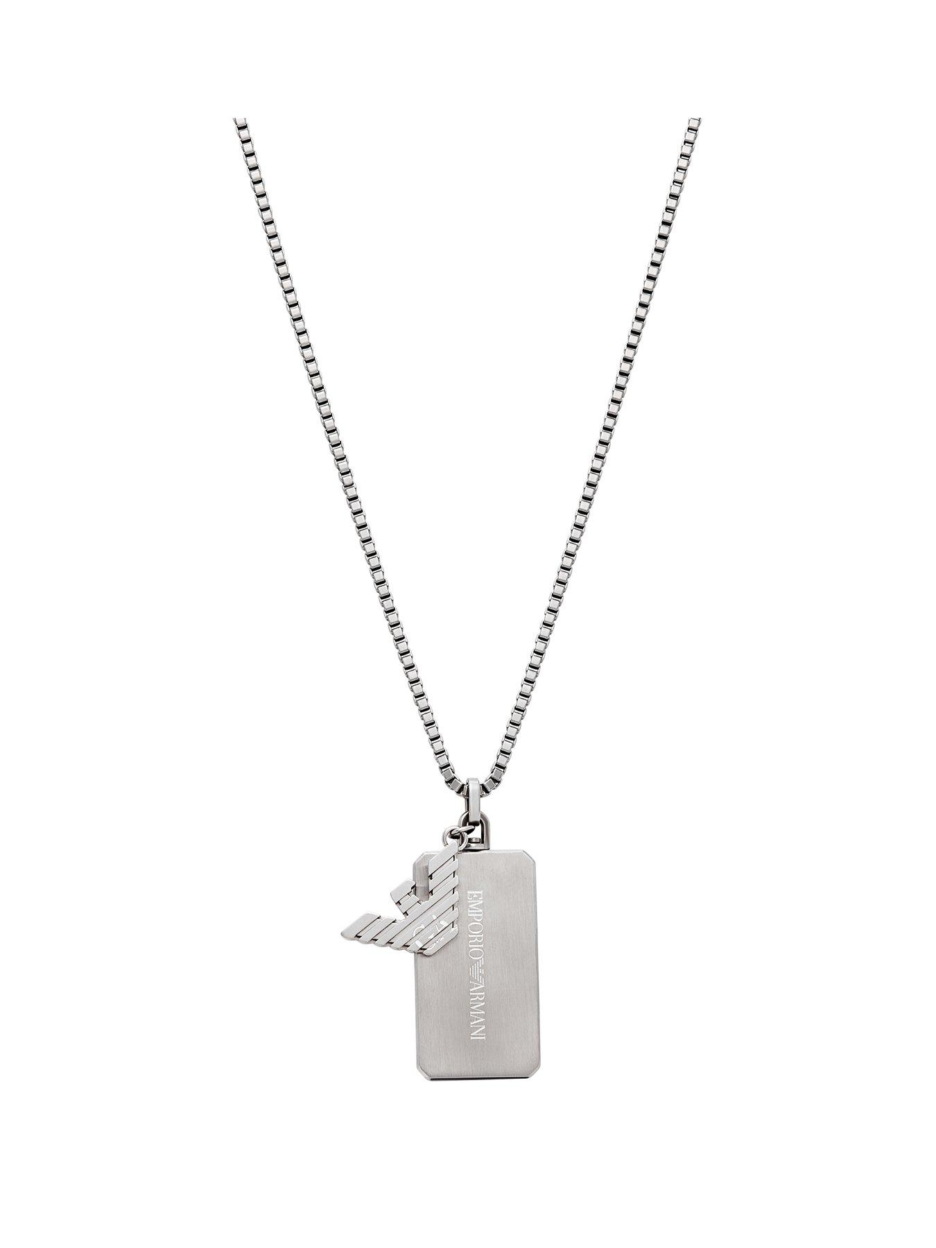 Emporio Armani Men's Stainless Steel Dog Tag Necklace Egs3167040 - Silver