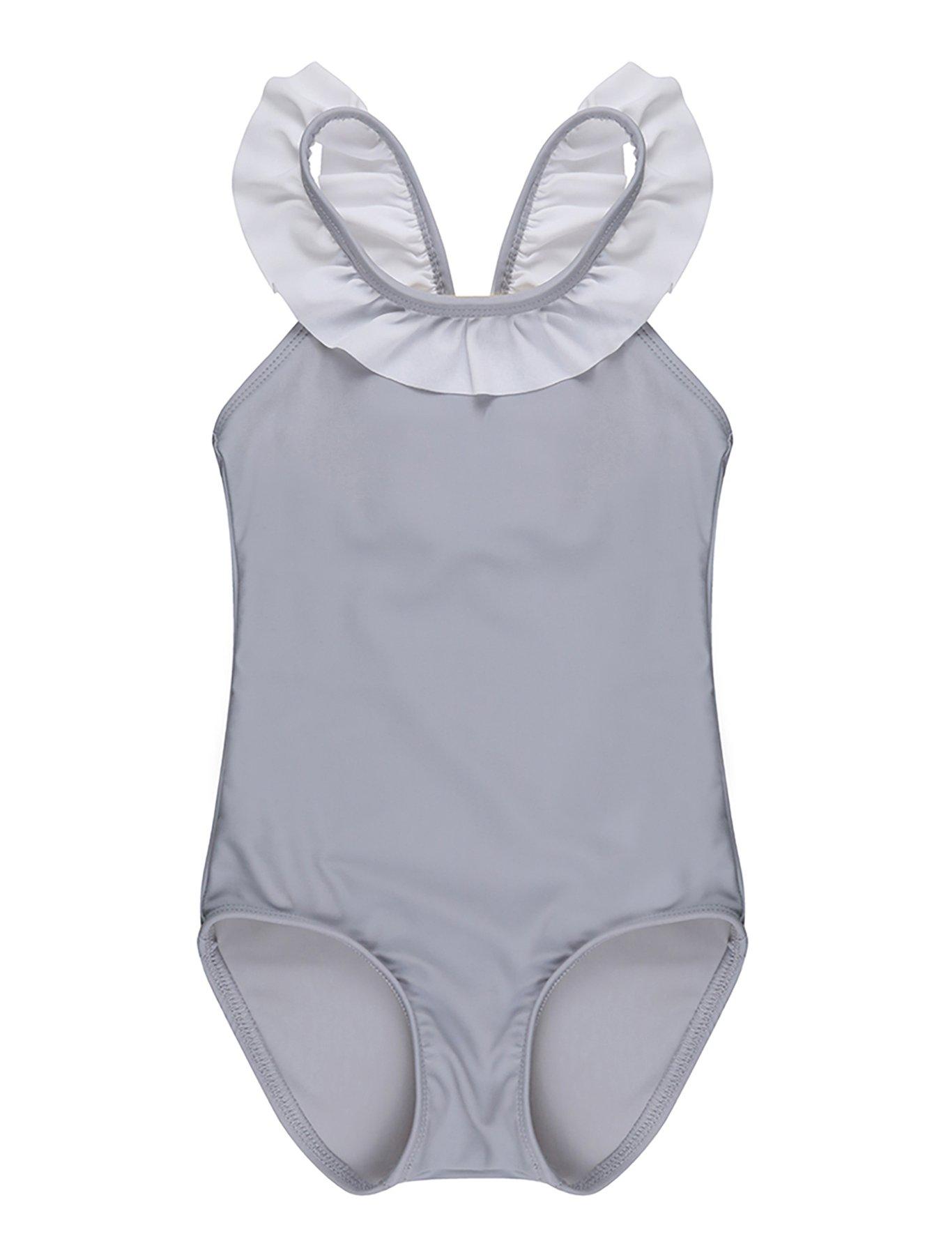 undefined Girls Slate-frill-swim-costume - Grey