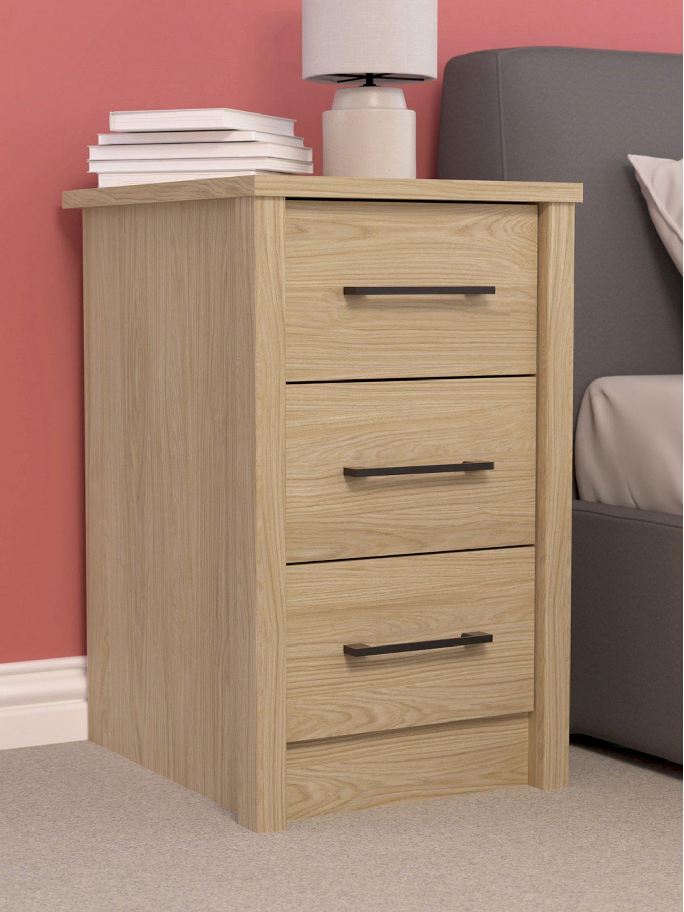 One Call Reign Ready Assembled 3 Drawer Bedside Table