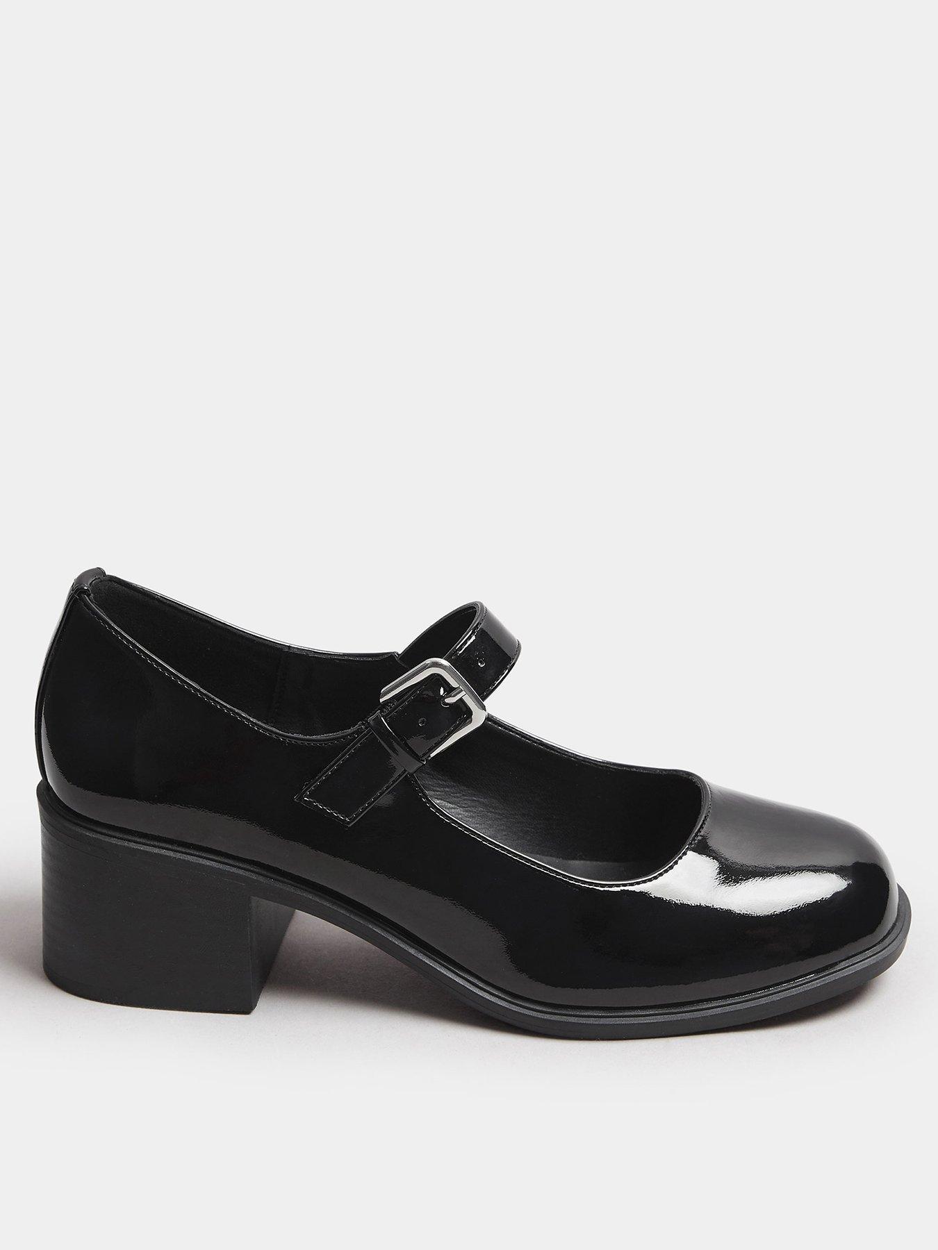 undefined Extra Wide Fit Mid Block Patent Mary-Jane - Black