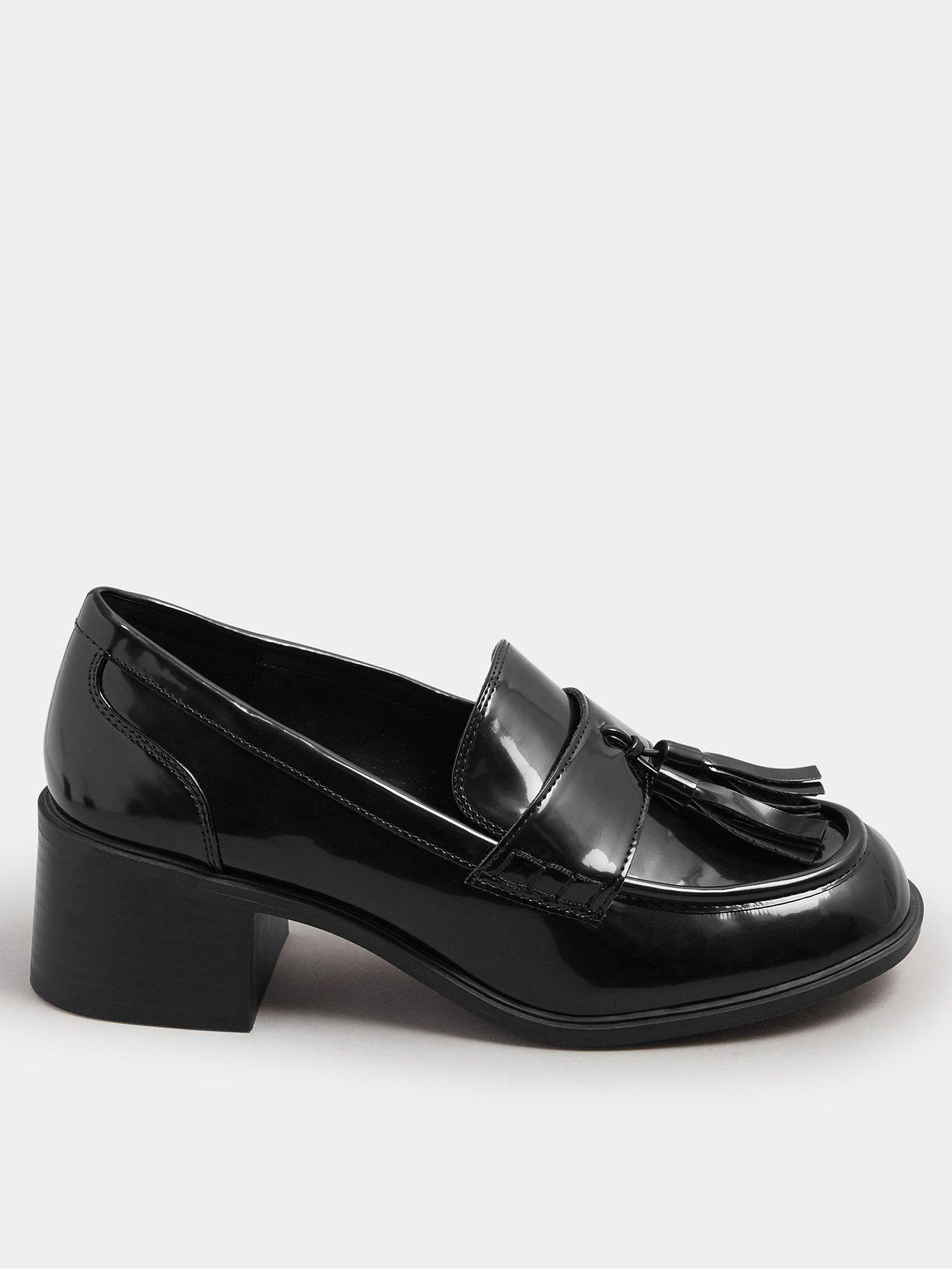 undefined Extra Wide Fit Heeled Tassel Loafer - Black