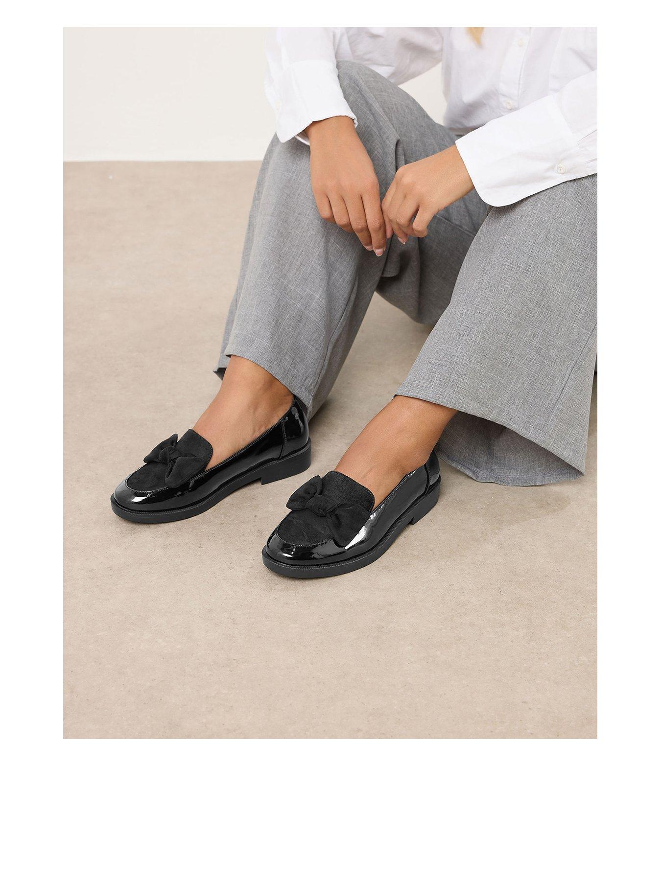 undefined Extra Wide Fit Bow Patent Loafer - Black