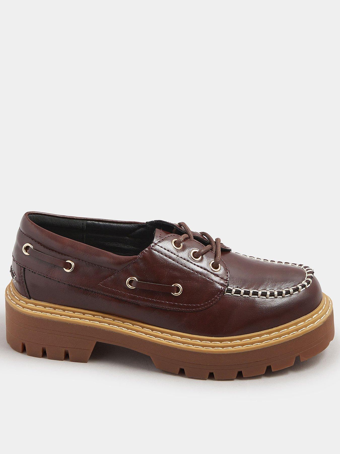 undefined Extra Wide Fit Chunky Lace Up Boat Shoe - Brown
