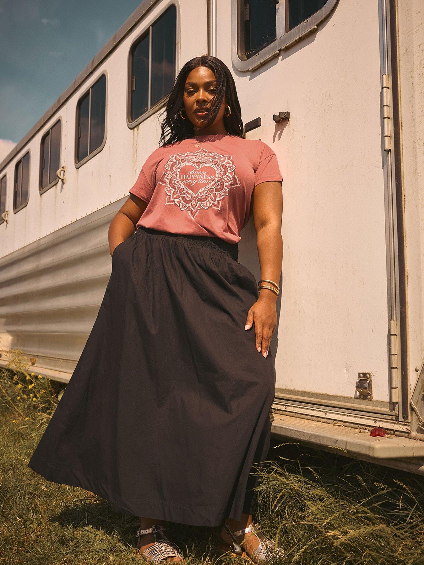 undefined Curve 'Choose Happiness' Mandala T-Shirt - Rust Orange