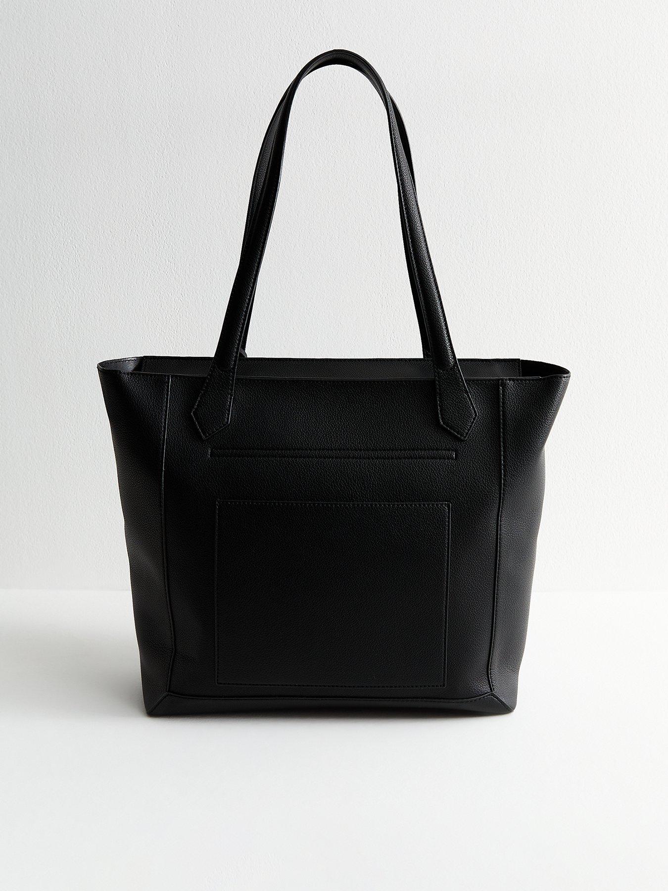 undefined Faux Leather And Suede Lock Charm Tote Bag - Black
