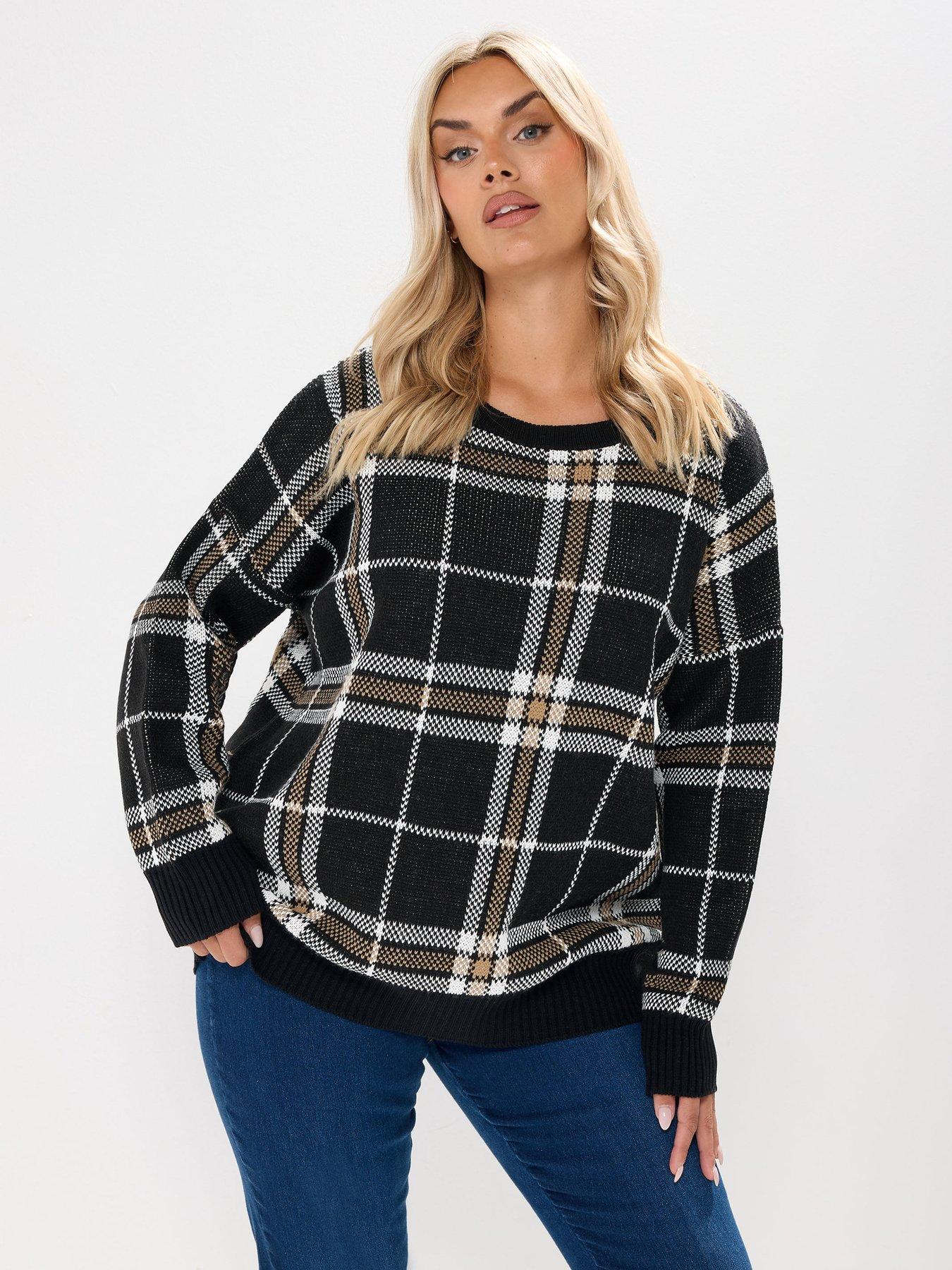Yours Curve Check Jumper - Black