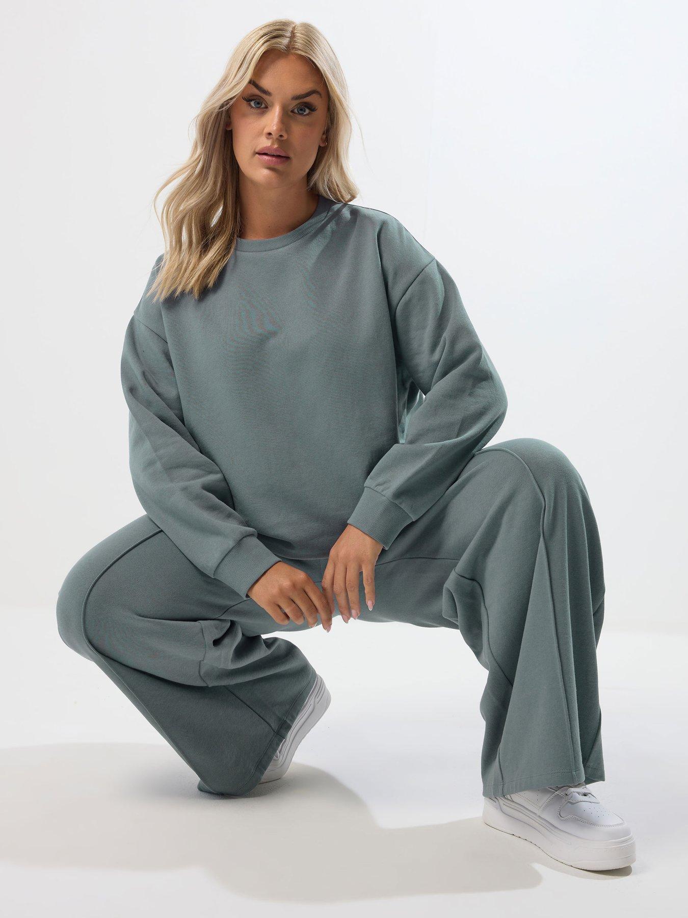 undefined Curve Crew Neck Sweatshirt  &  Trouser Set - Blue