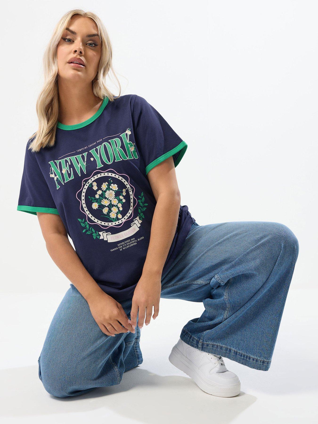 undefined Curve Placement Set In Sleeve T-Shirt - Blue