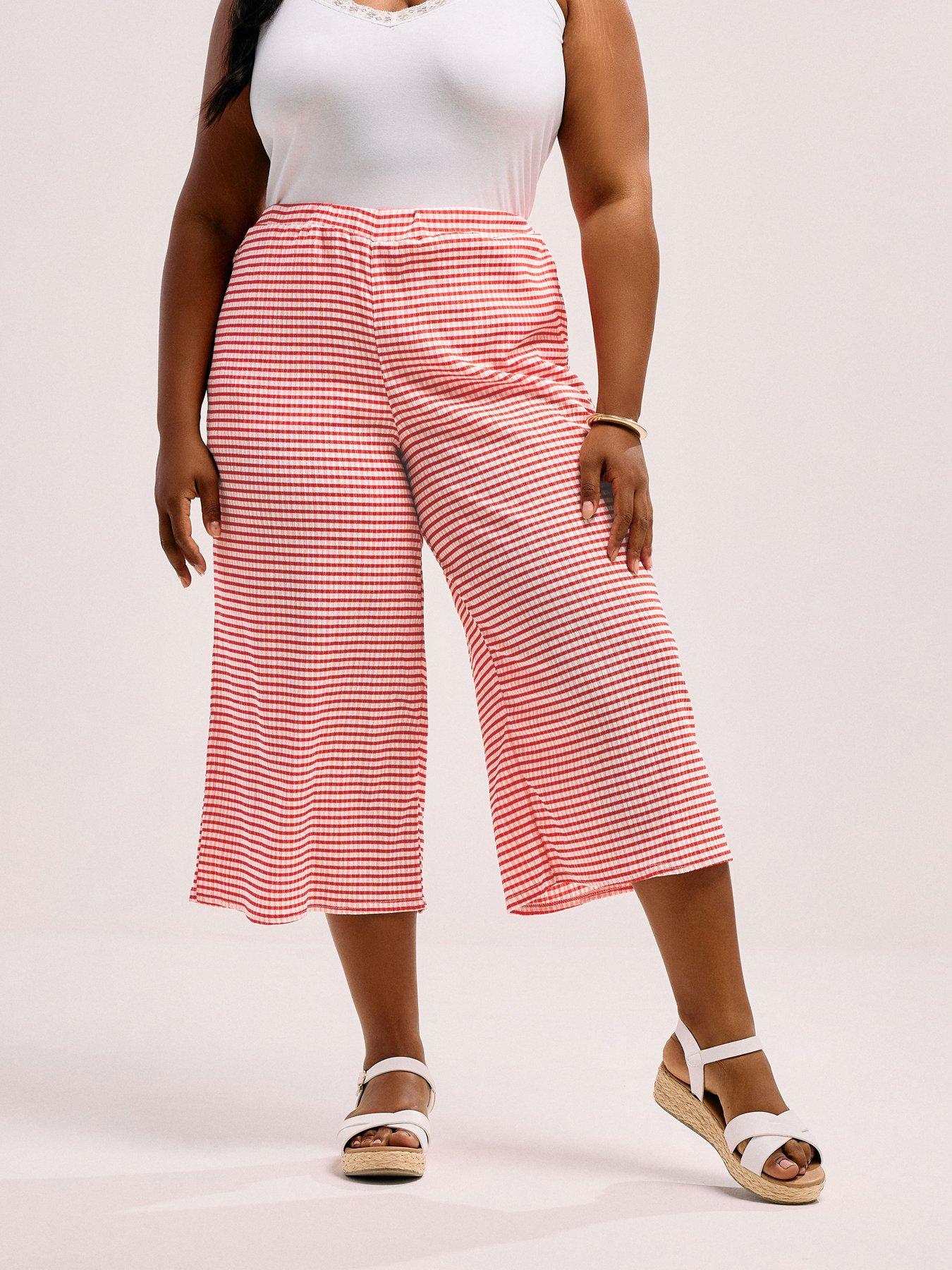 undefined Curve Gingham Textured Midaxi Culottes - Red
