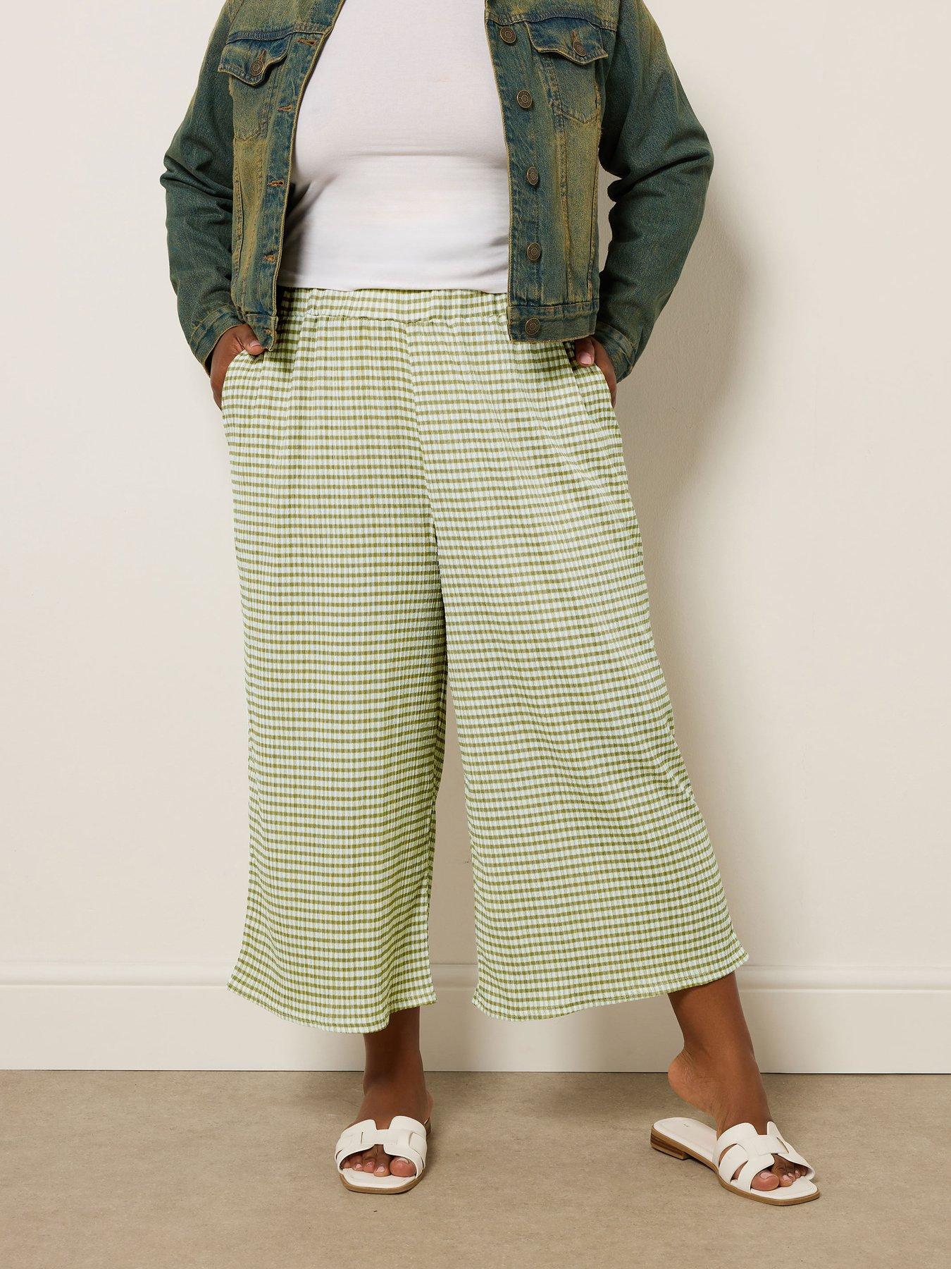 undefined Curve Gingham Culottes - Green