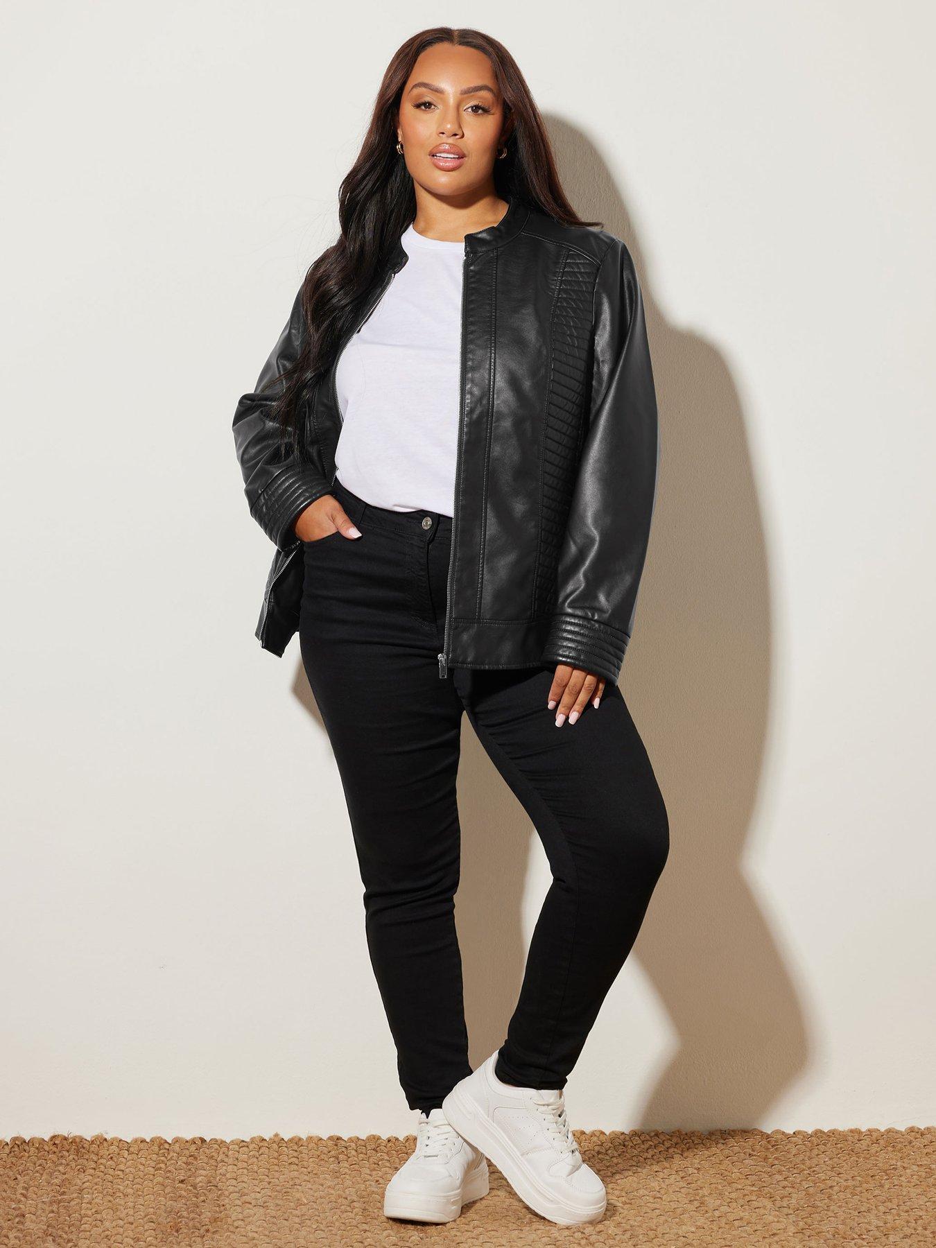 Image 3 of 4 of Yours Curve Pu Jacket - Black