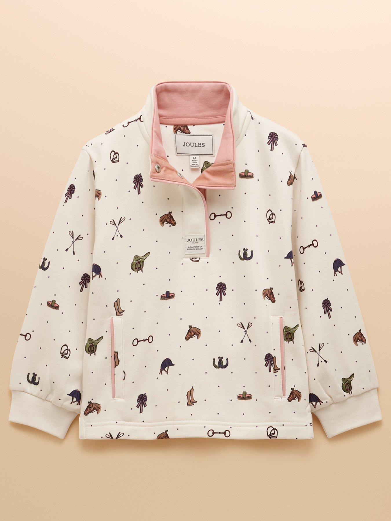 Joules Girls Burnham Horse Print Sweat - Cream