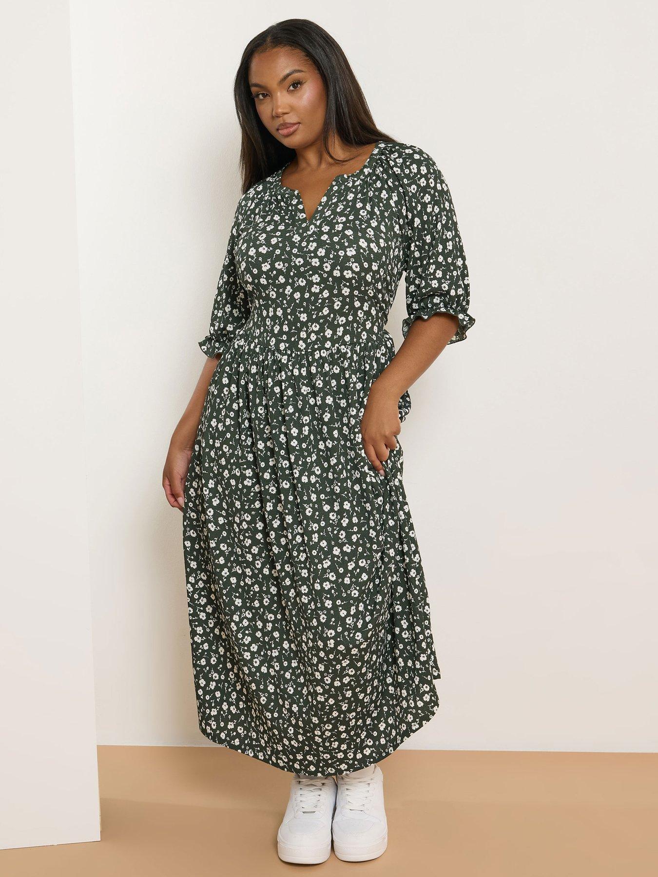 undefined Curve Notch Neck Tiered Dress