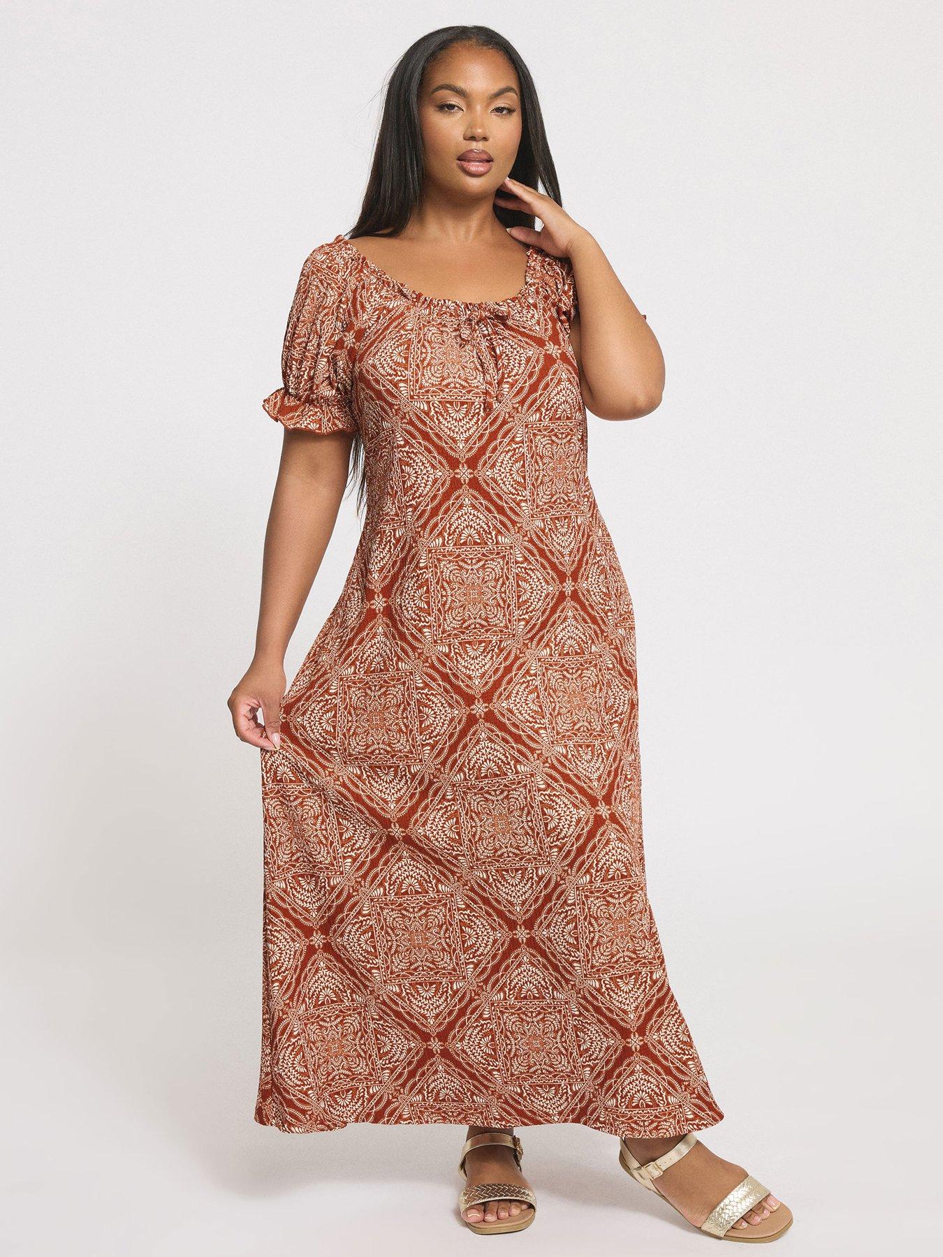 undefined Curve Textured Milkmaid Dress