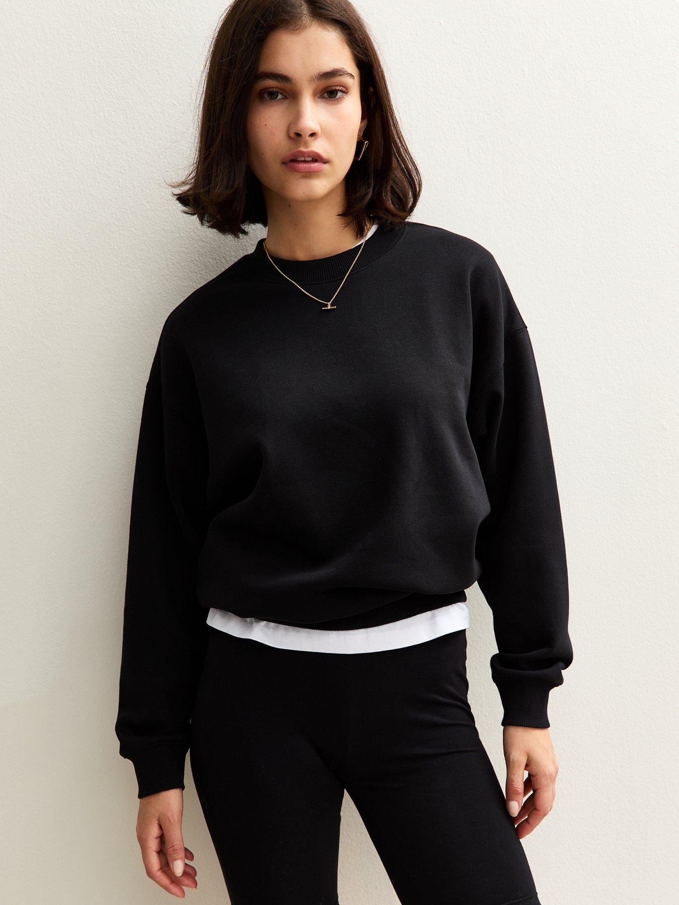 undefined Crew Neck Short Sweatshirt - Black