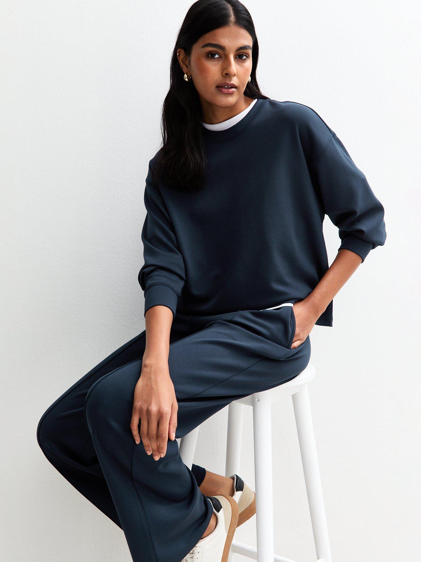undefined Premium Oversized Crew Neck Sweatshirt - Navy