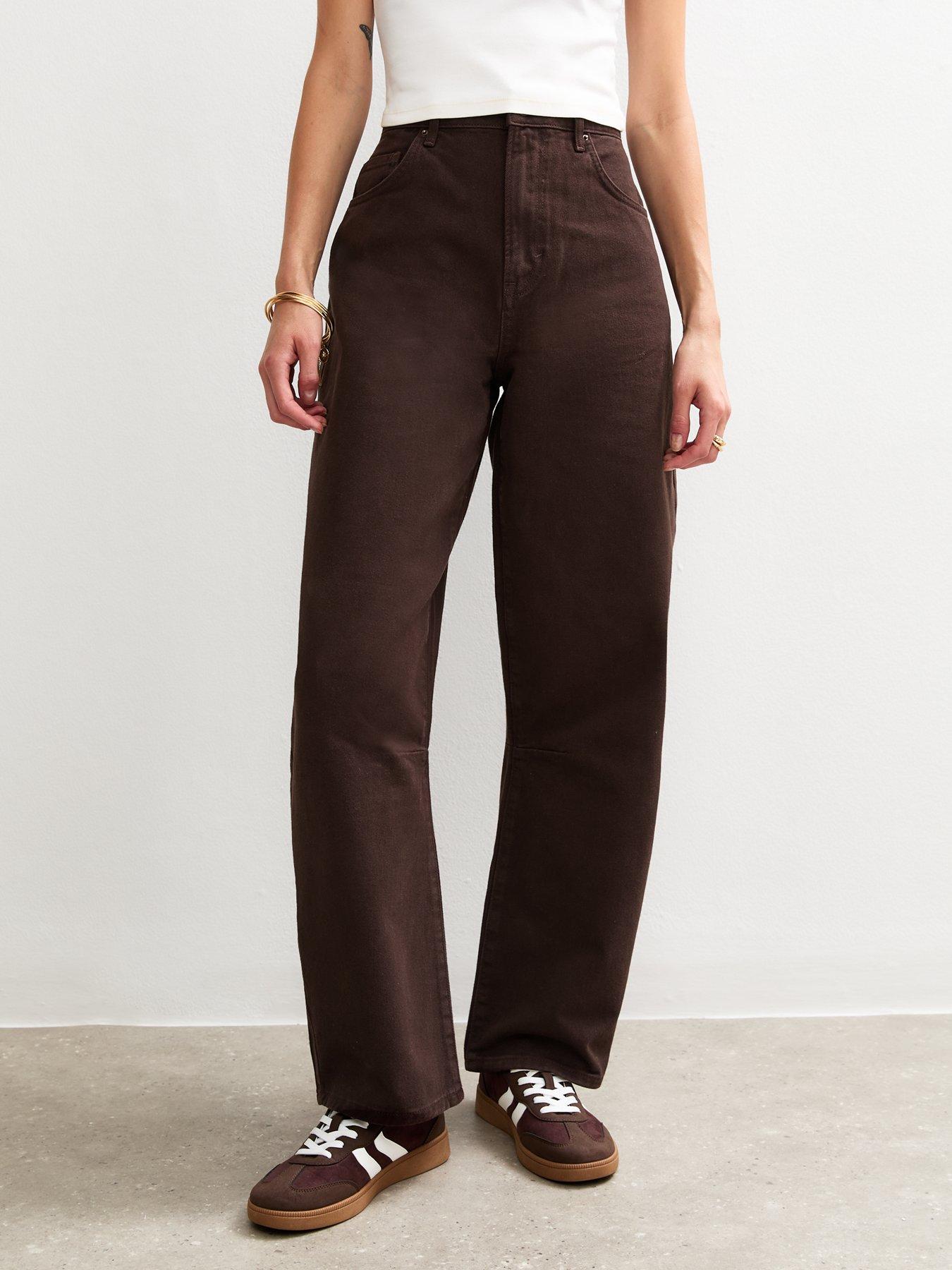 undefined Barrel Leg Jeans - Dark Brown