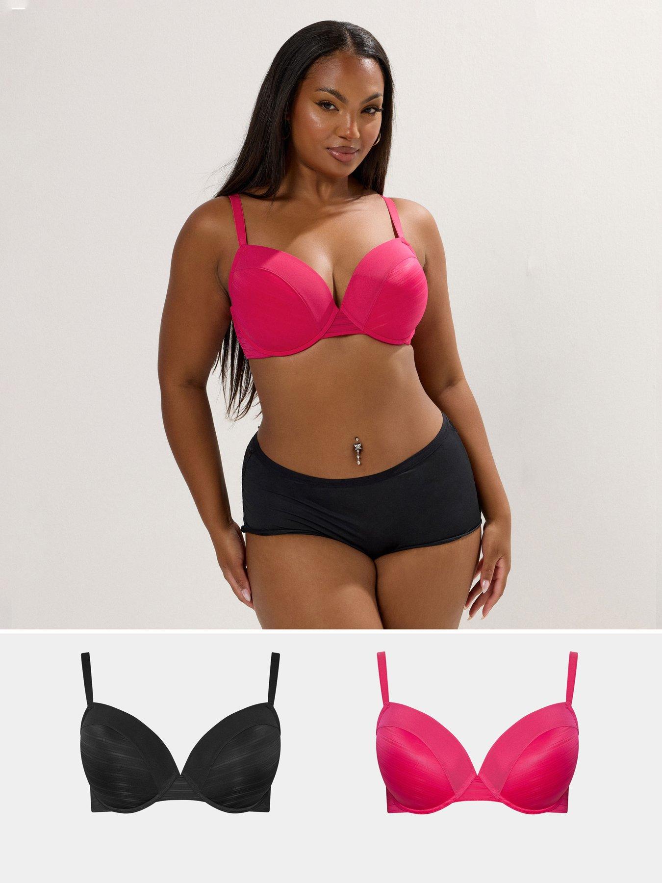 undefined Curve 2 Pack Stripe T-Shirt Bra - Red