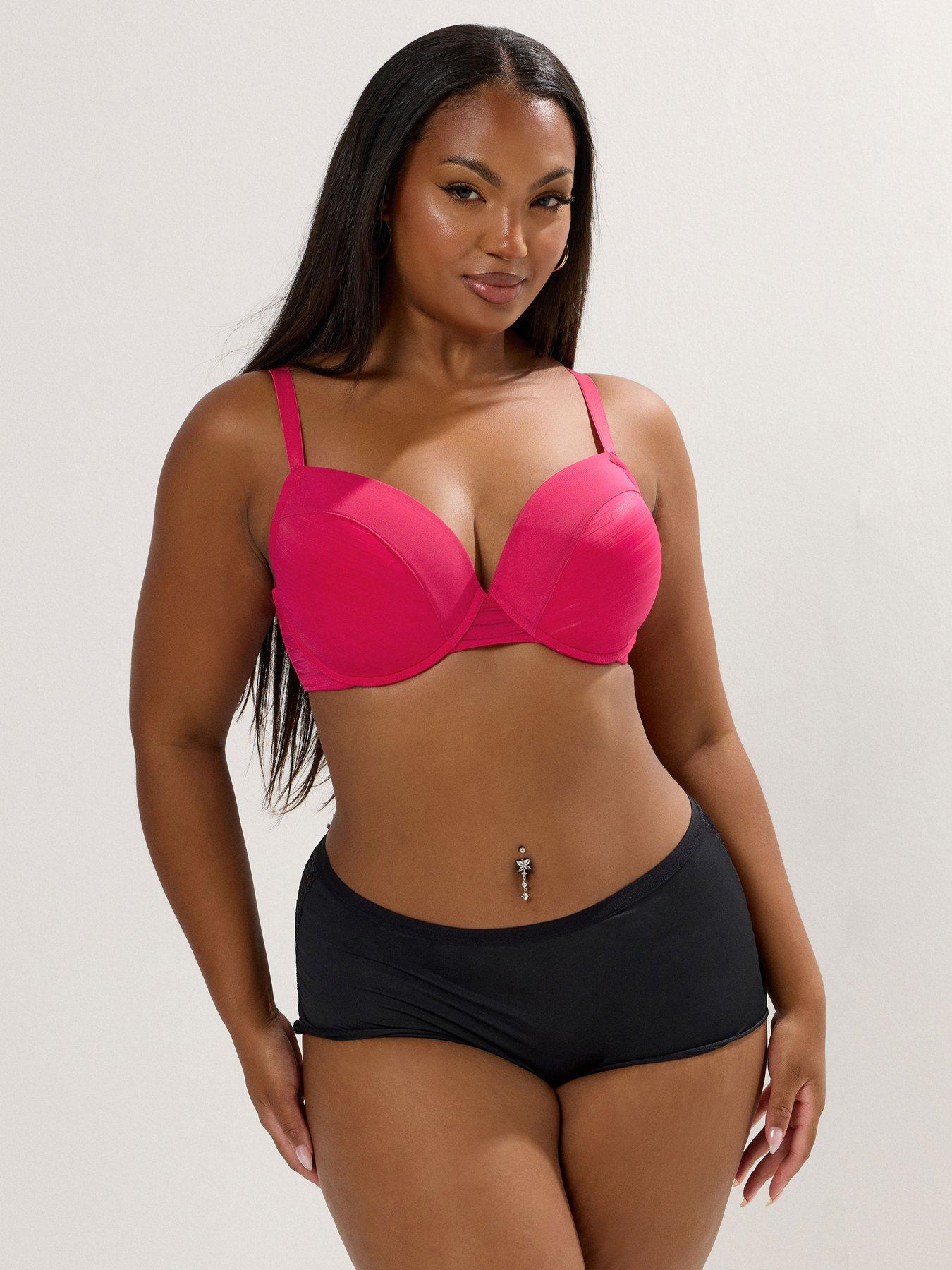 Image 4 of 4 of Yours Curve 2 Pack Stripe T-Shirt Bra - Red