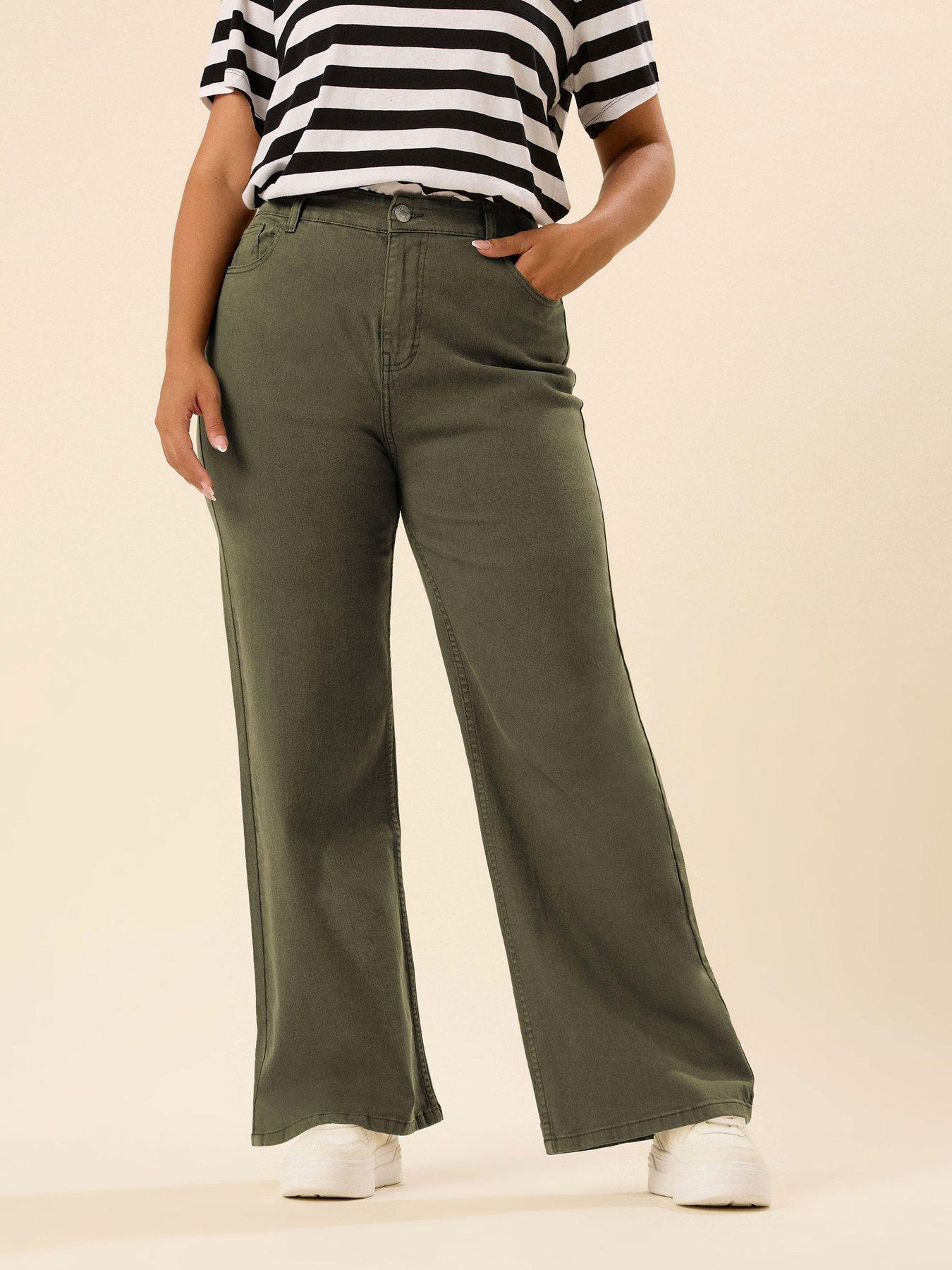 Yours Curve Wide Leg Cargo Jean - Green