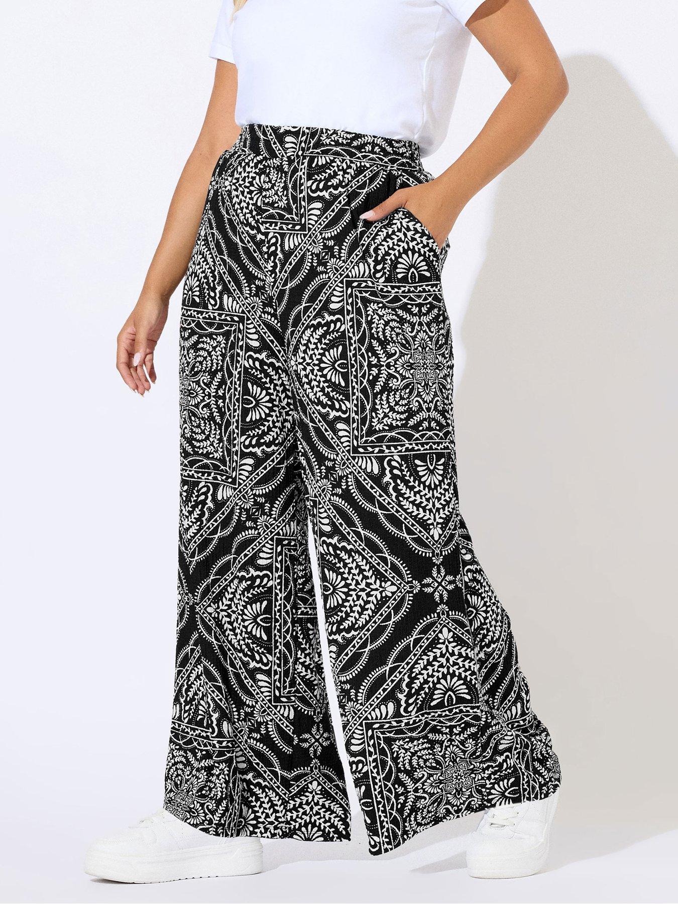 undefined Curve Crinkle Wide Leg Trouser