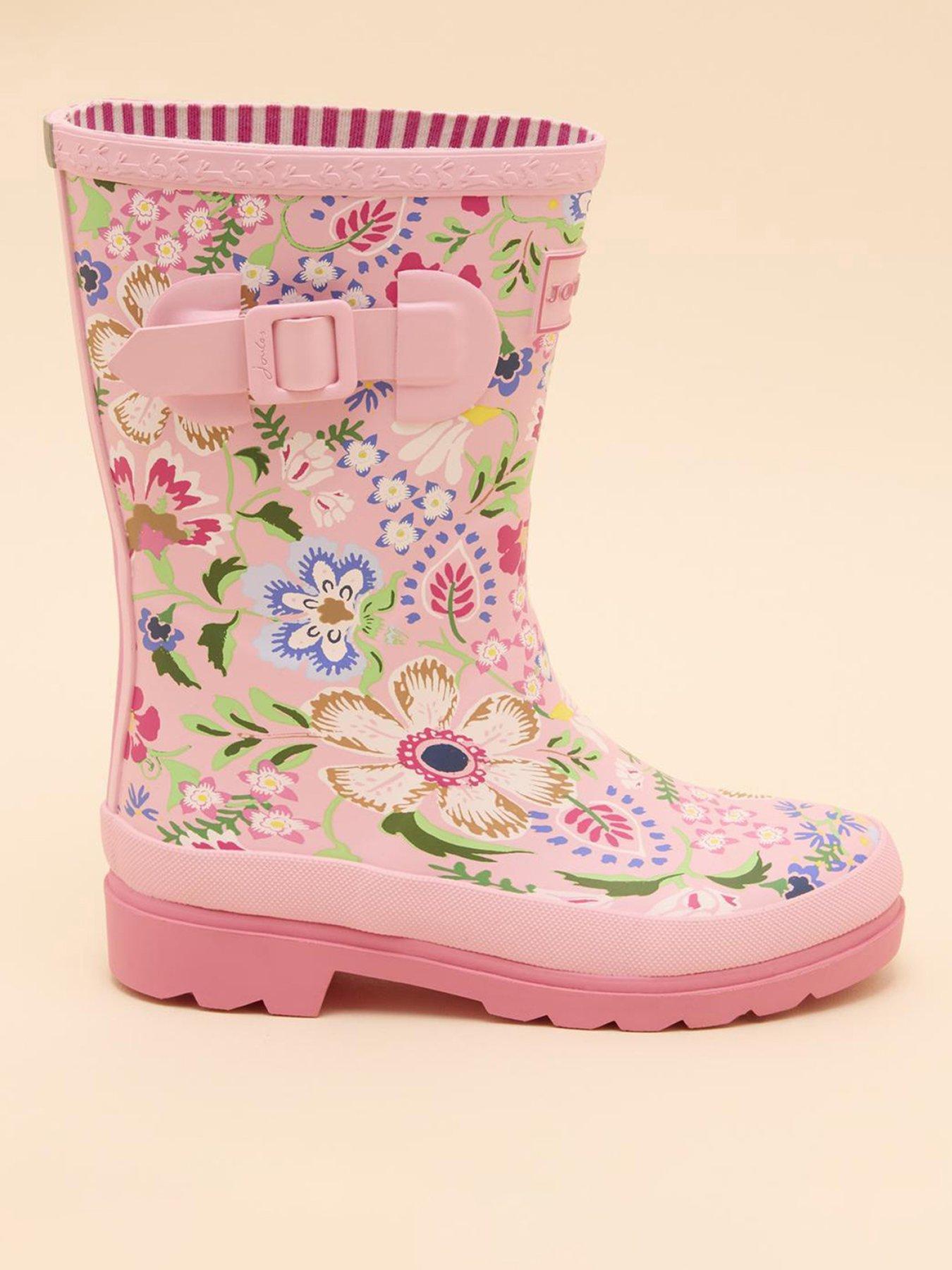 Joules Girls Floral Printed Wellies Pink Very