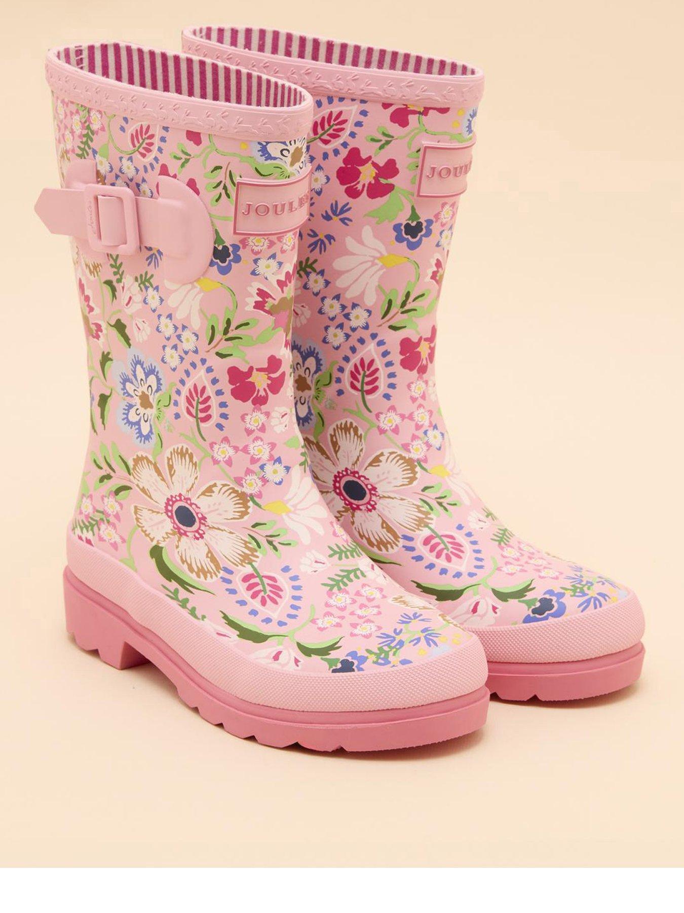 Joules Girls Floral Printed Wellies Pink Very - Main Image
