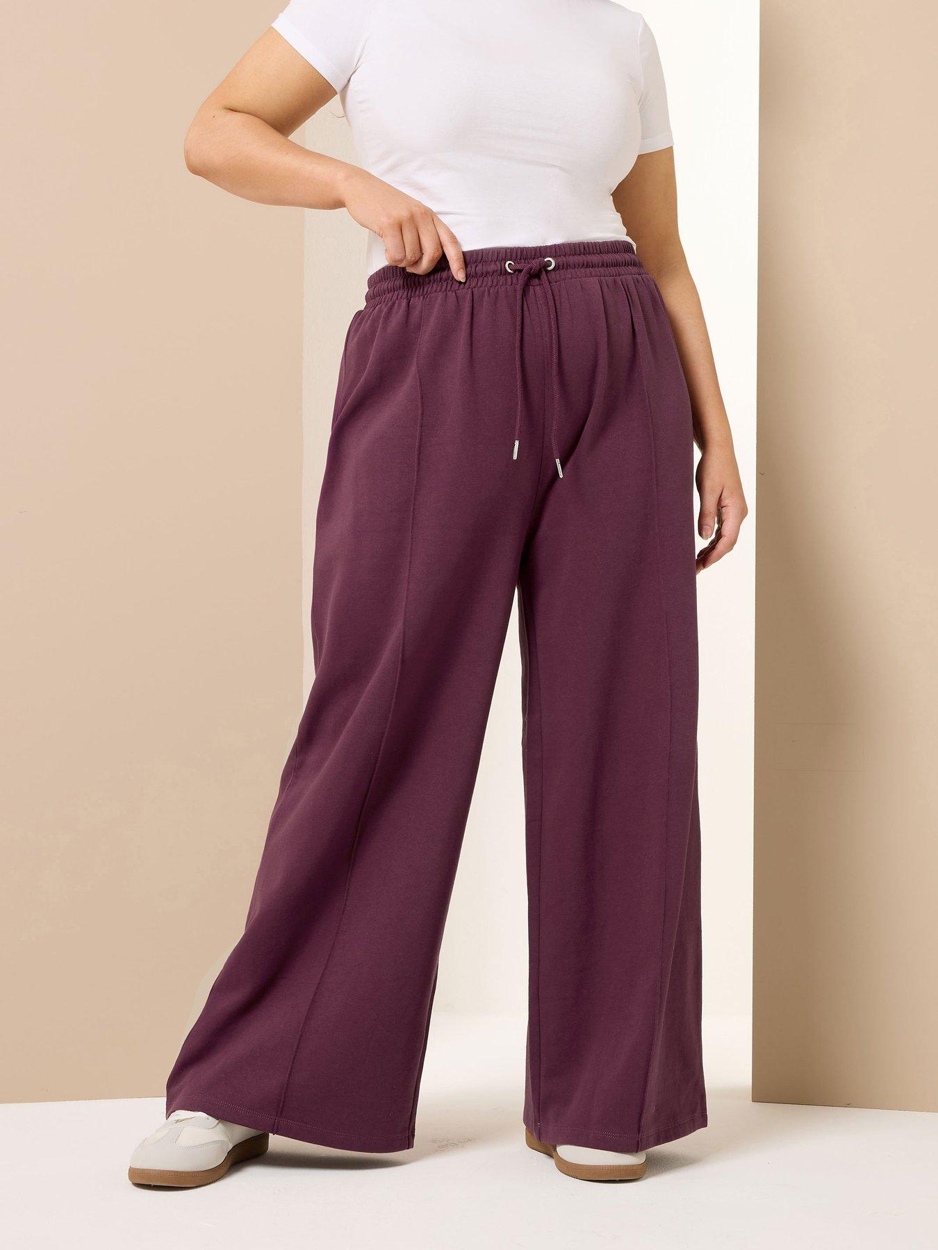 undefined Curve Wide Leg Jogger - Burgundy Red
