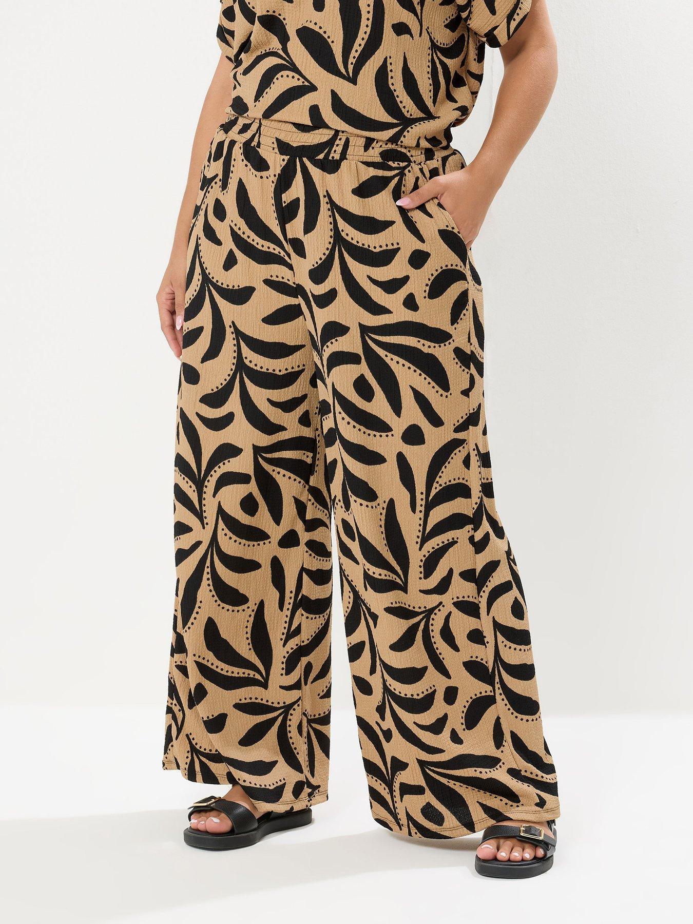 undefined Curve Crinkle Wide Leg Trouser - Natural