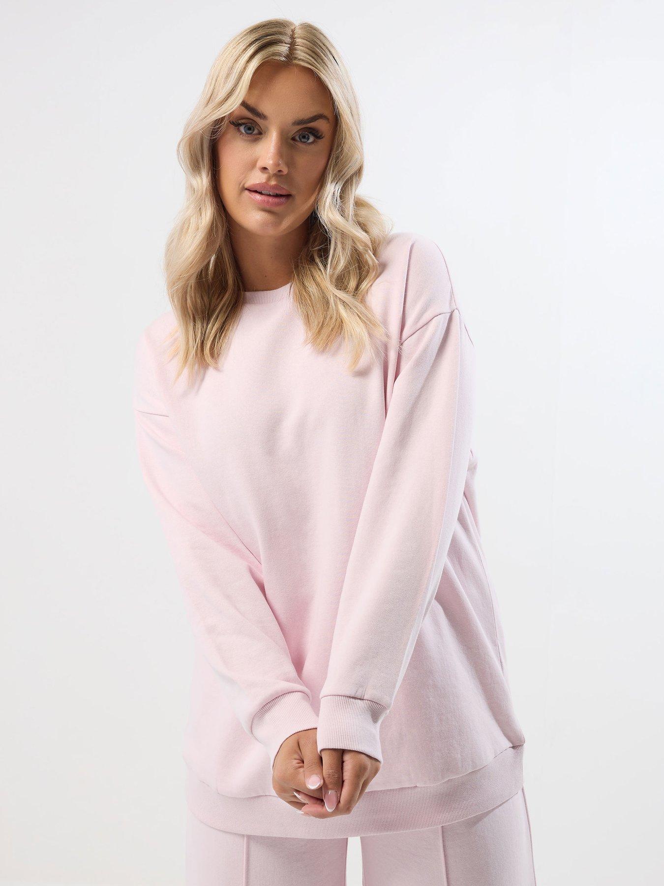 undefined Curve Crew Neck Sweatshirt  &  Trouser Set - Pink