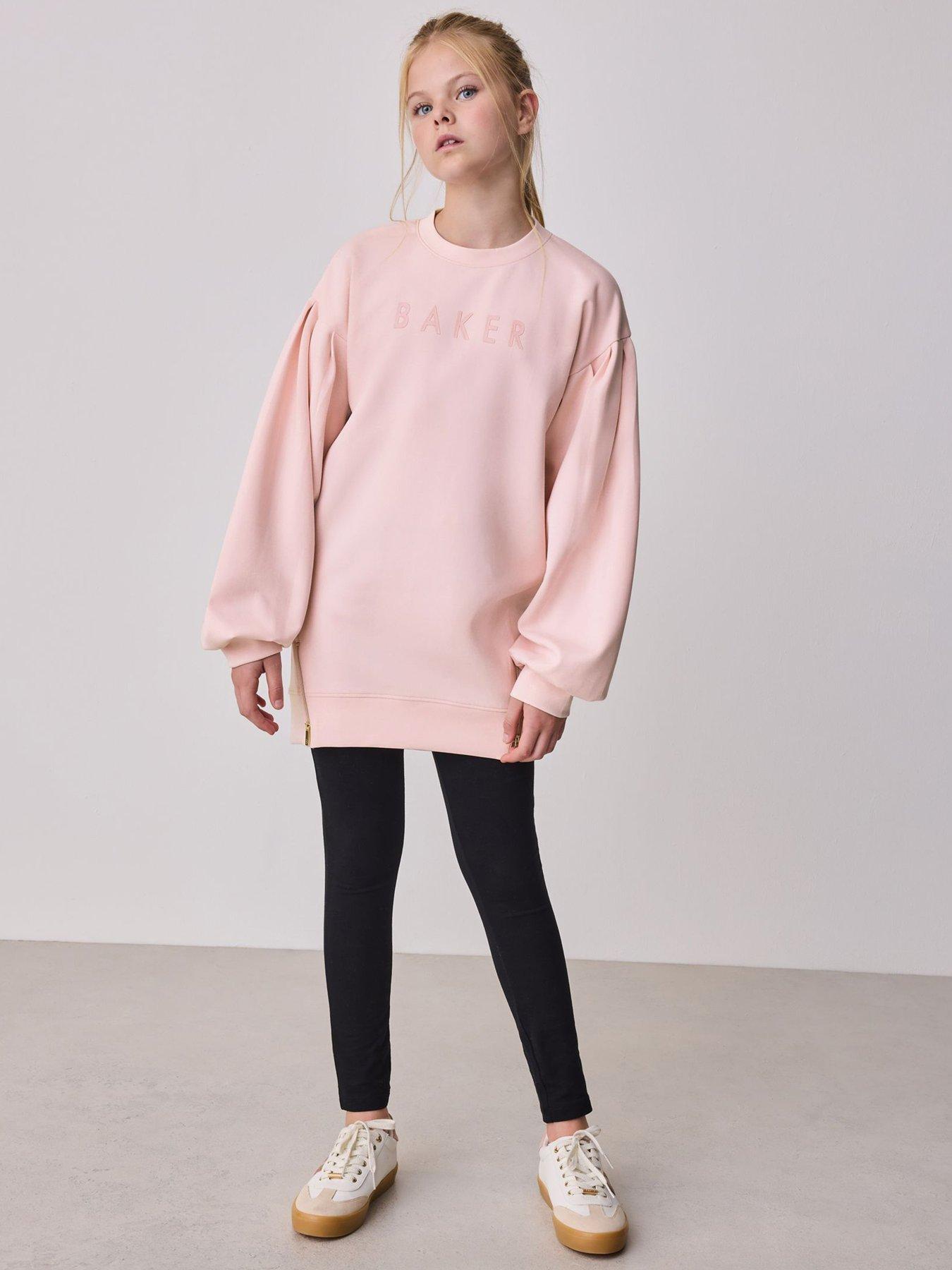 Ted Baker Older Girls Long Line Sweatshirt and Leggings Set - Pink/Black