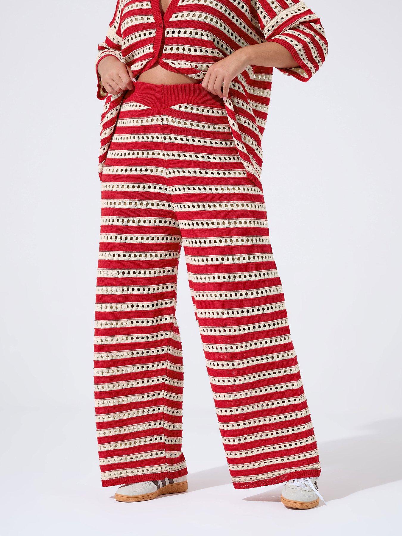 undefined Curve Knitted Trouser - Red