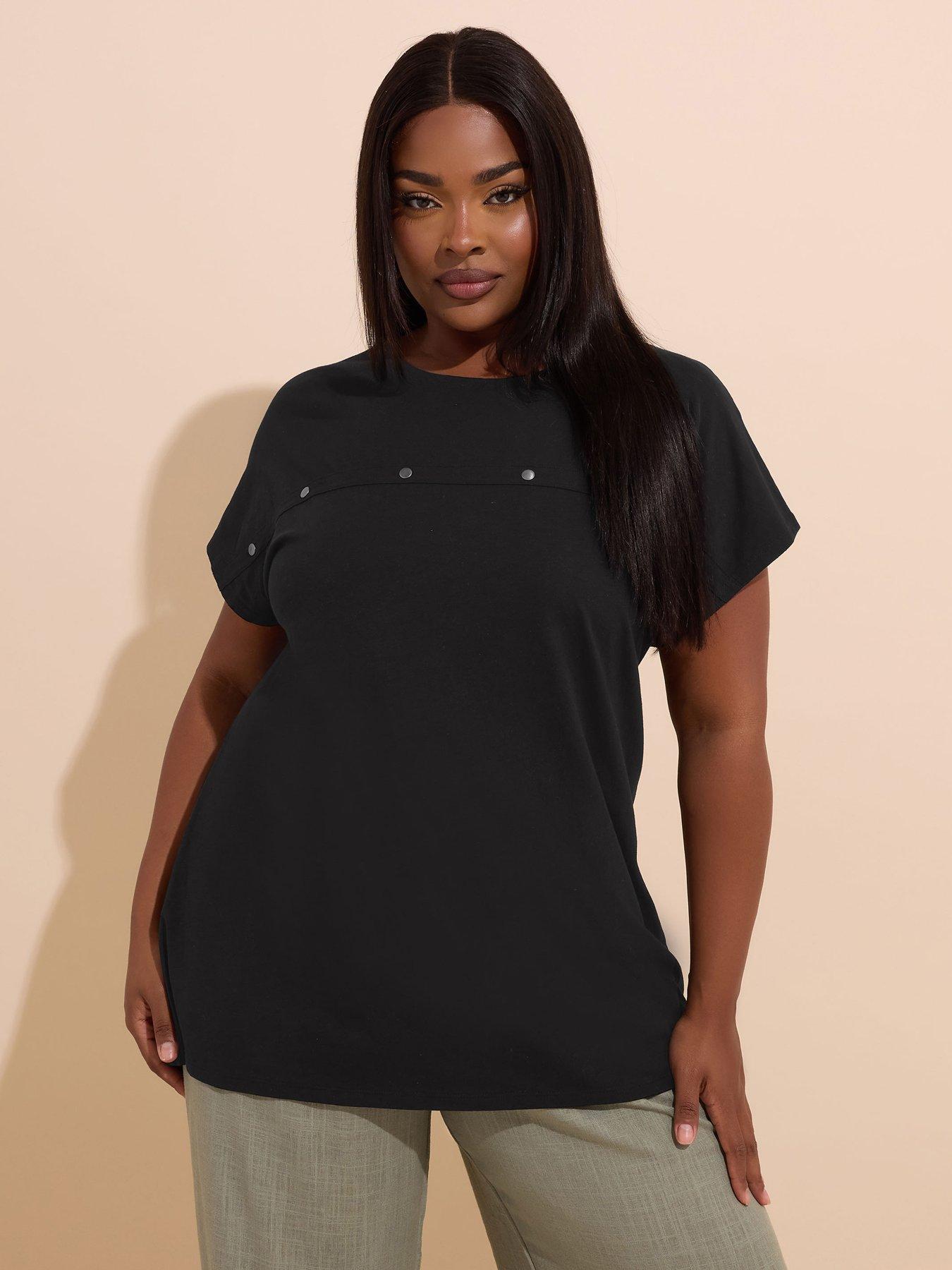 undefined Curve Slub Grown On Stud Top - Black