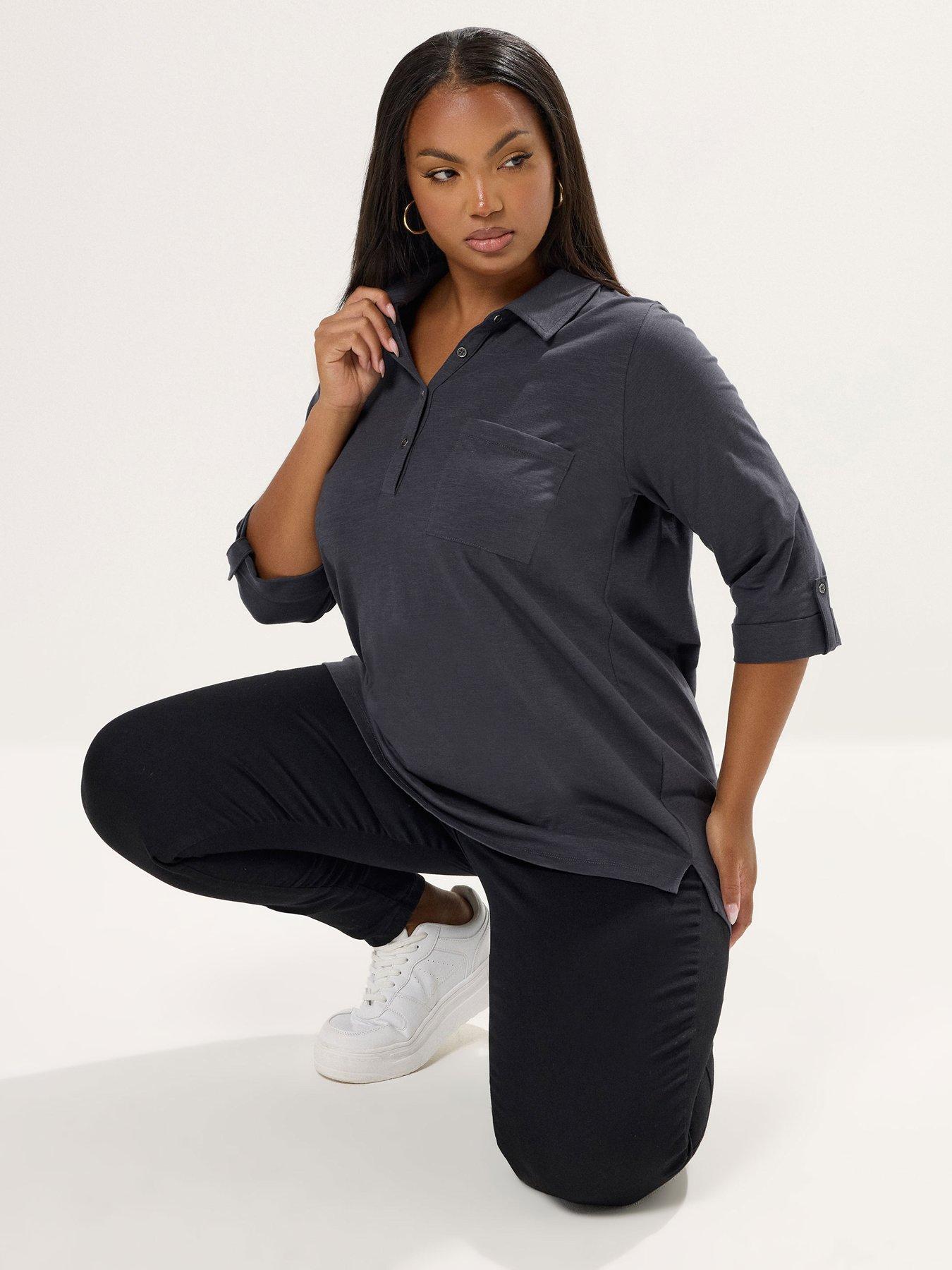 undefined Curve Placket Jersey Shirt - Grey