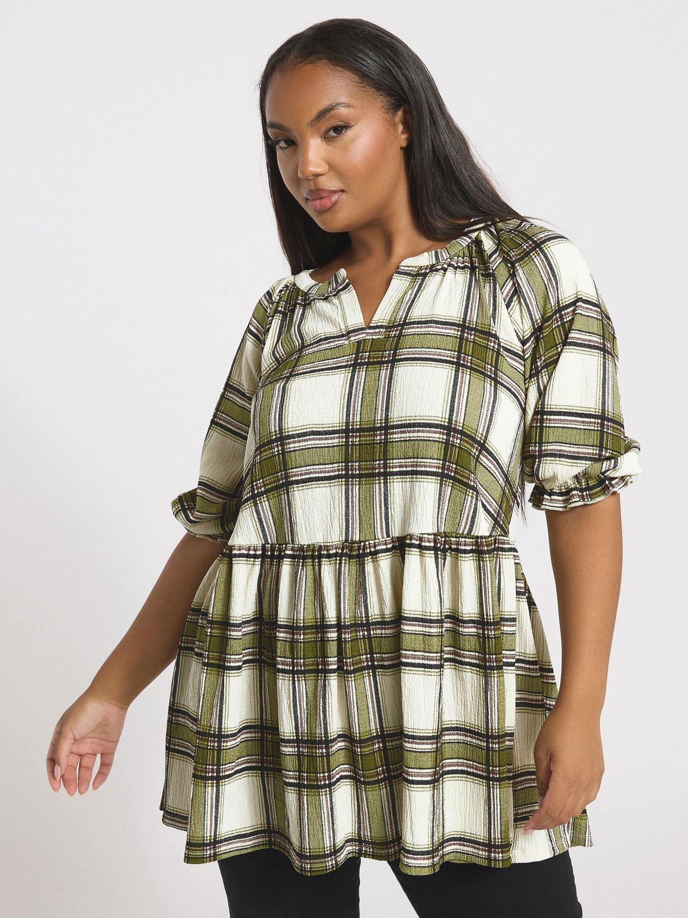 undefined Curve Notch Neck Textured Top - Natural