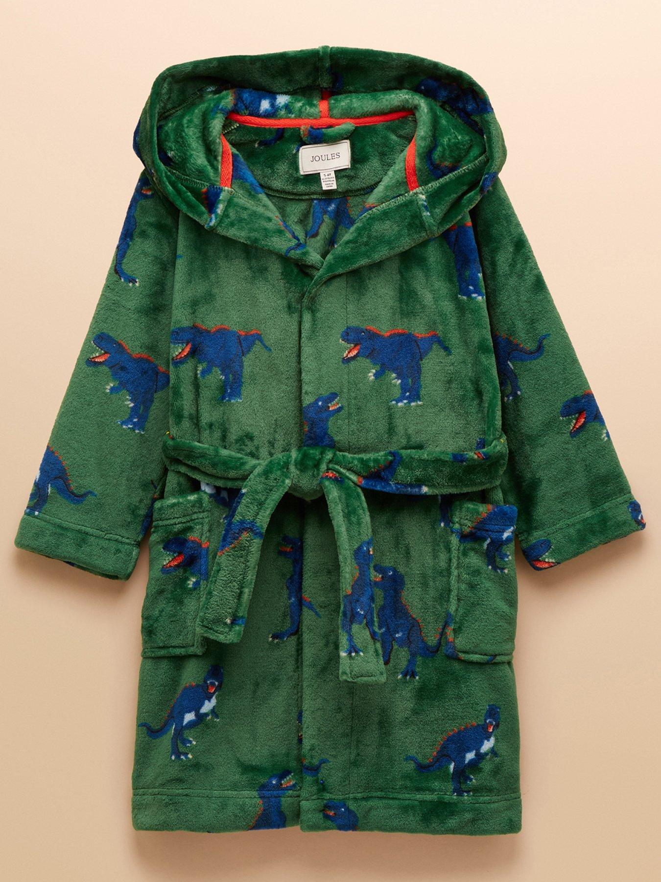 Joules Boys Dino Print Dressing Gown - Green