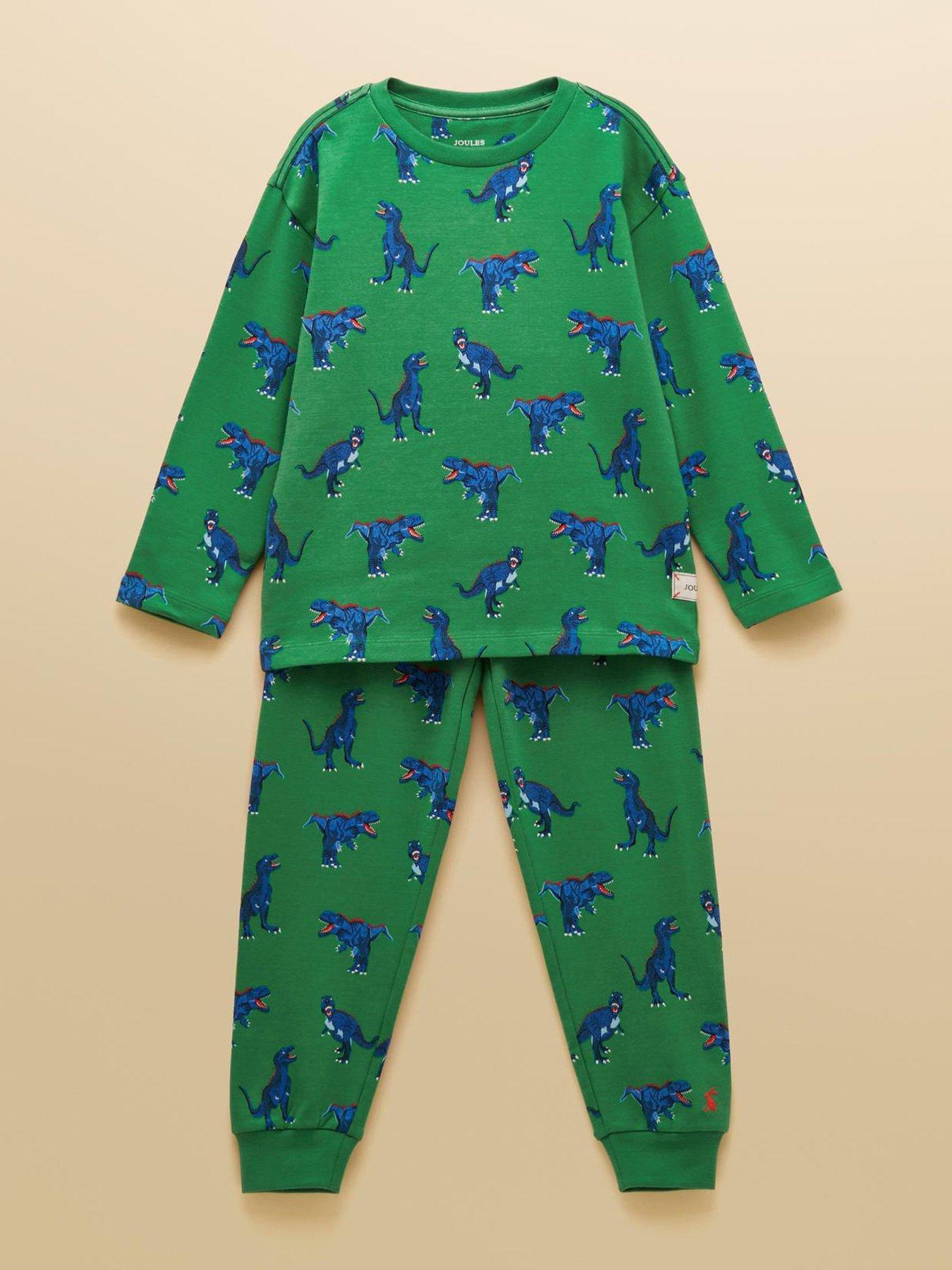 Joules Boys Dino Print Long Sleeve Pyjamas - Green