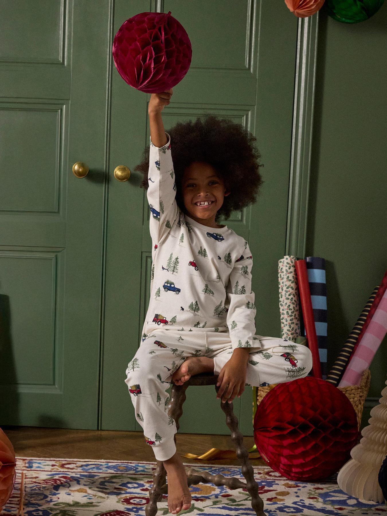 Joules Boys Christmas Vehicle Print Long Sleeve Pyjamas - Cream