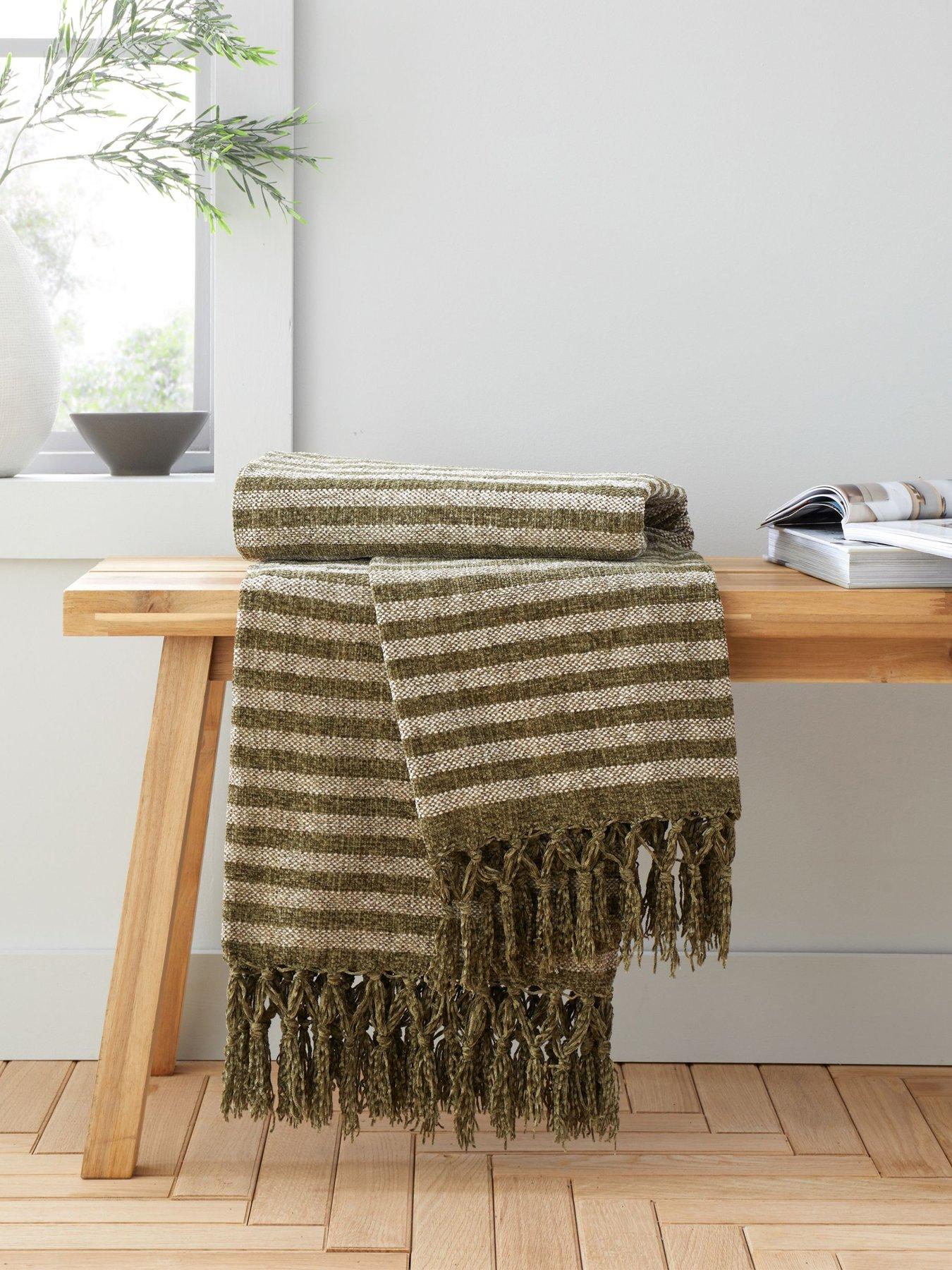 undefined Stripe Chenille Throw- 130x170cm