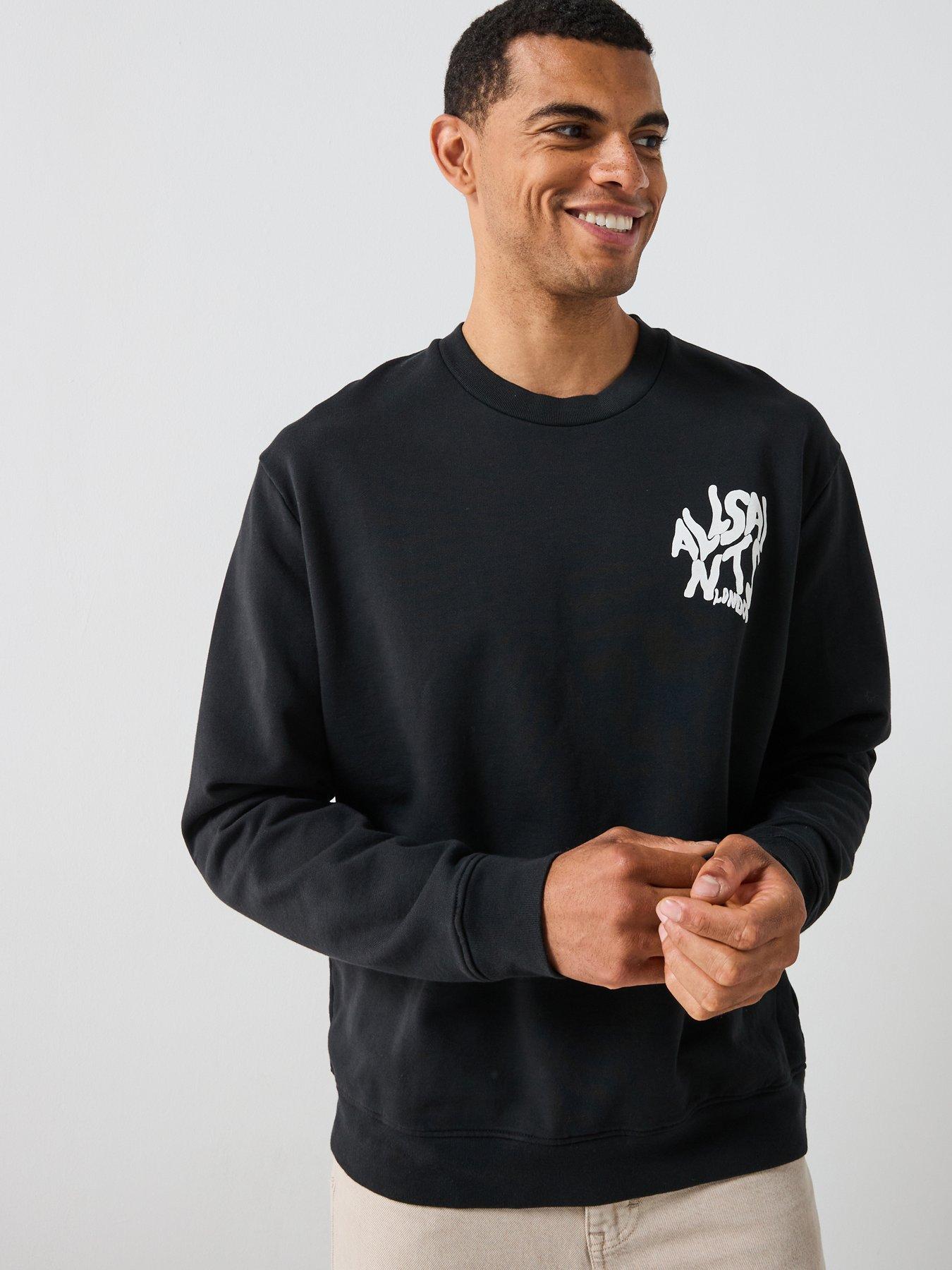 undefined All Saints Waved Crew Sweat Top - Black