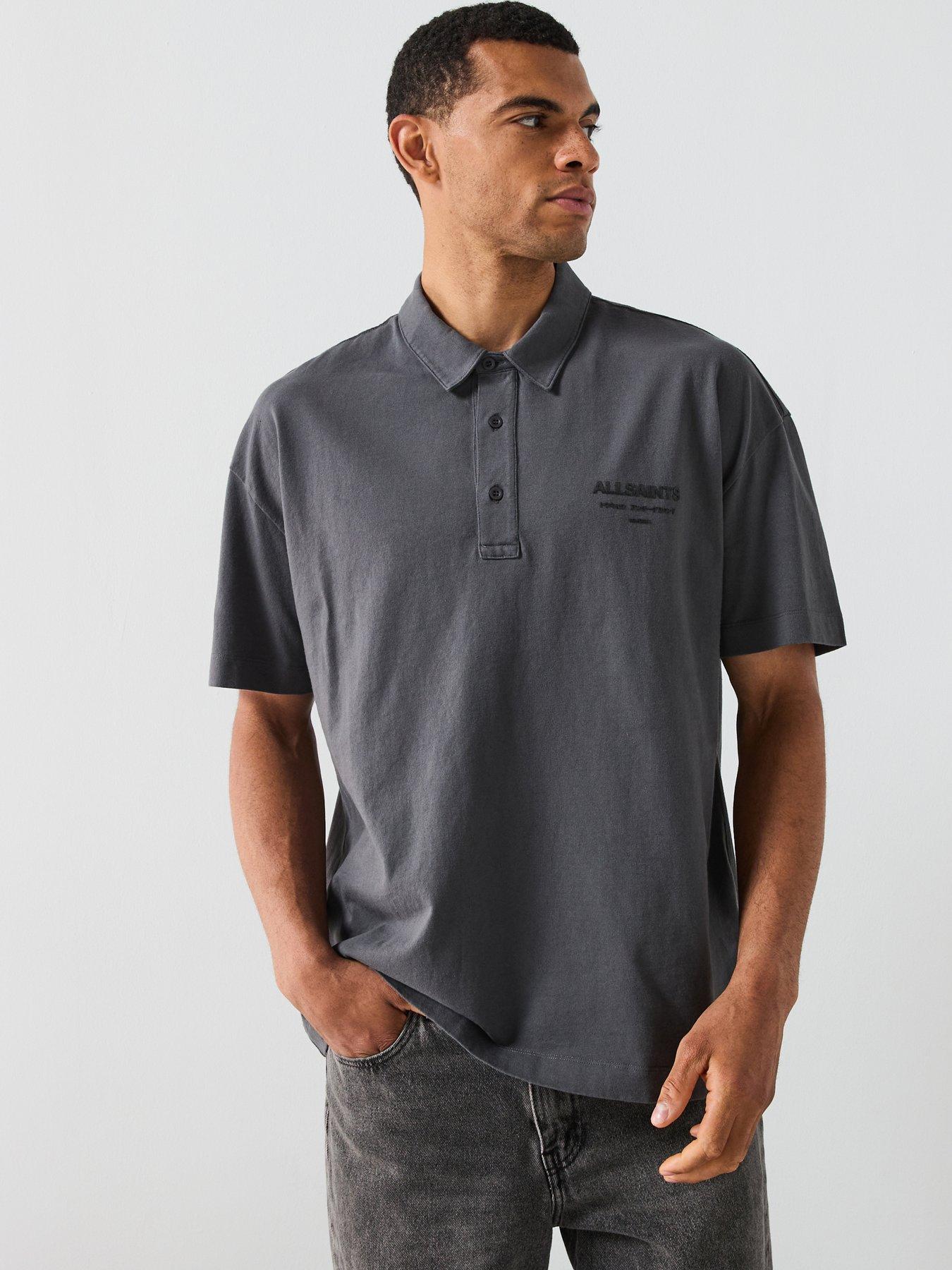 AllSaints All Saints Xander Short Sleeve Polo Shirt - Grey