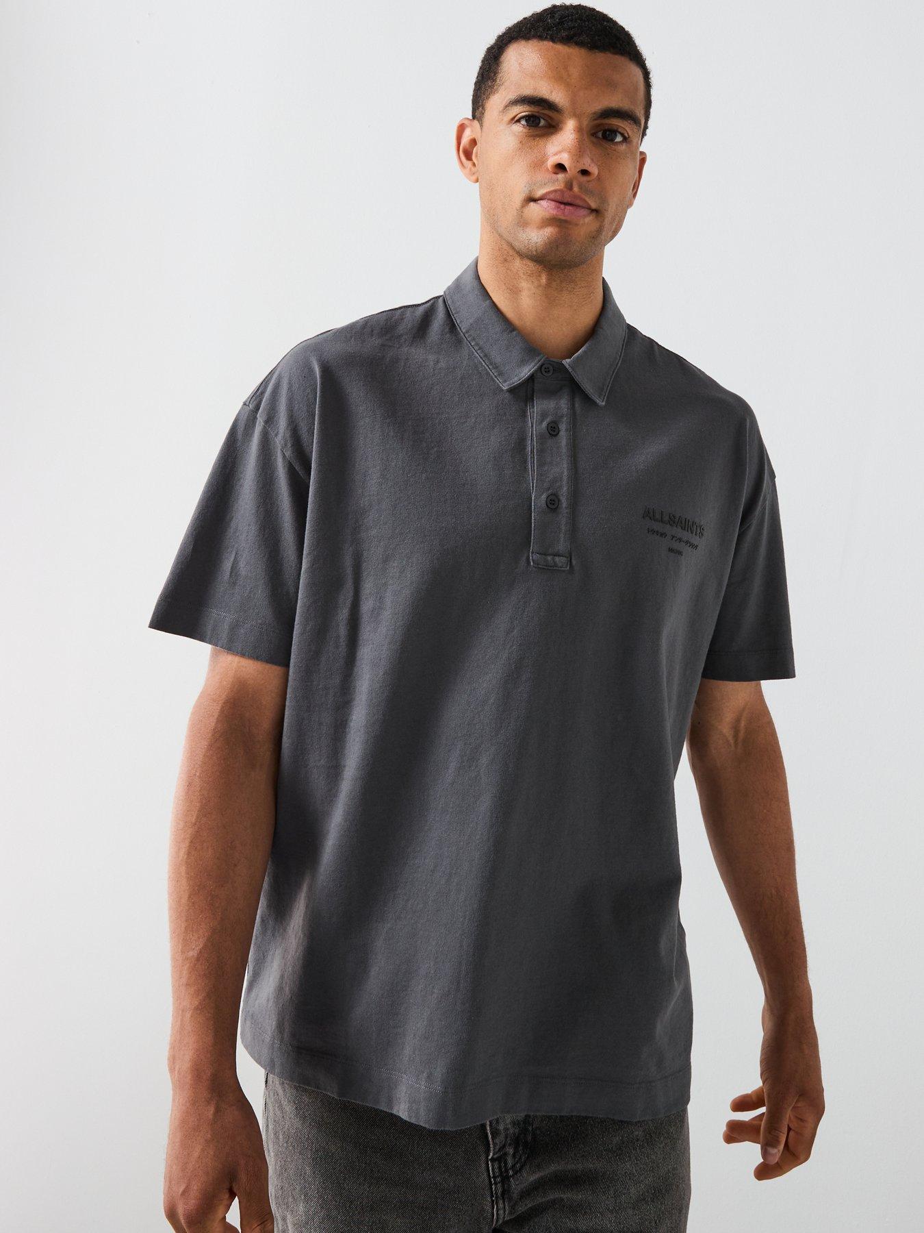 AllSaints All Saints Xander Short Sleeve Polo Shirt - Grey | Very