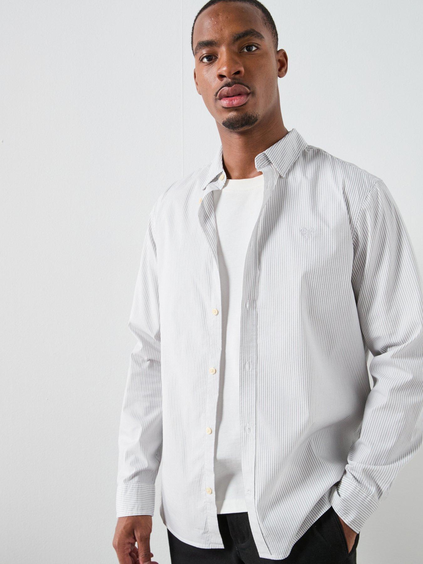 AllSaints All Saints Nolan Long Sleeve Casual Shirt, White, Size M, Men